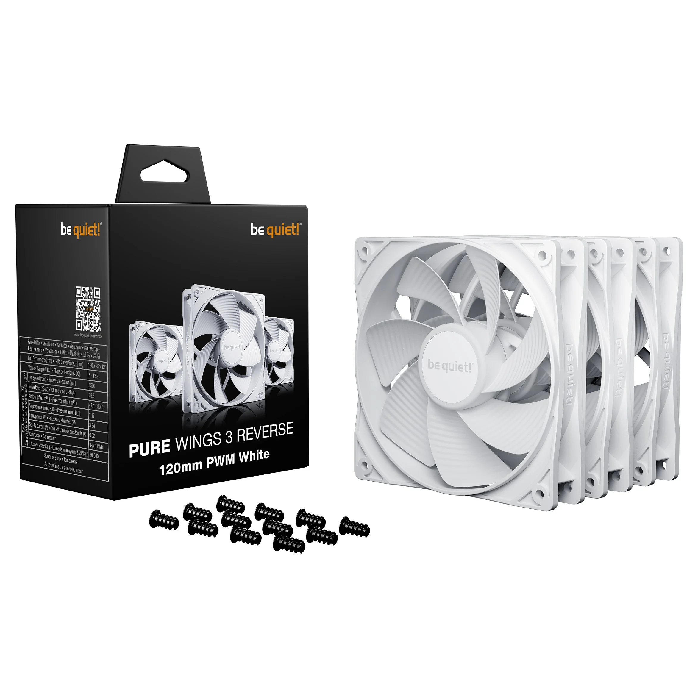 be quiet  Pure Wings 3 120mm   PWM Reverse White Triple Pack Computergehaeuse Ventilator 12 cm Weiss 3 Stueck e  PC-Komponenten