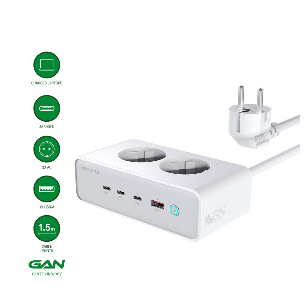 4SMARTS 6 in 1 Steckdosenleiste mit USB GaN 65W Home Office