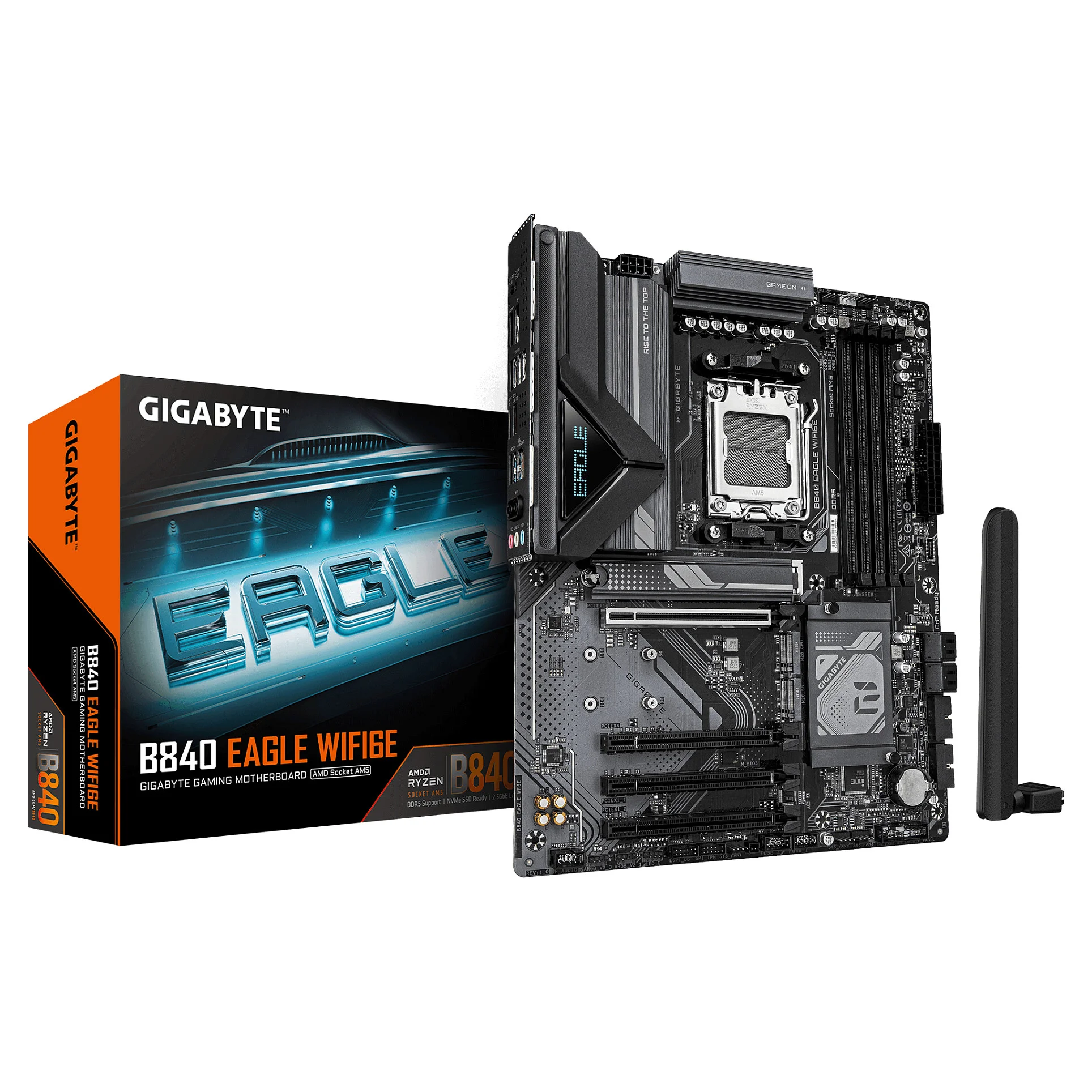 GIGABYTE B840 EAGLE WIFI6E Mainboard   AMD Ryzen 9000 Prozessoren  8 2 2 Phasen VRM  bis zu 8200MHz DDR5 O C   2xPCIe 4 0   1xPCIe 3 0 M 2  Wi Fi 6E  2 5GbE LAN  USB 3 2 Gen 2 PC-Komponenten