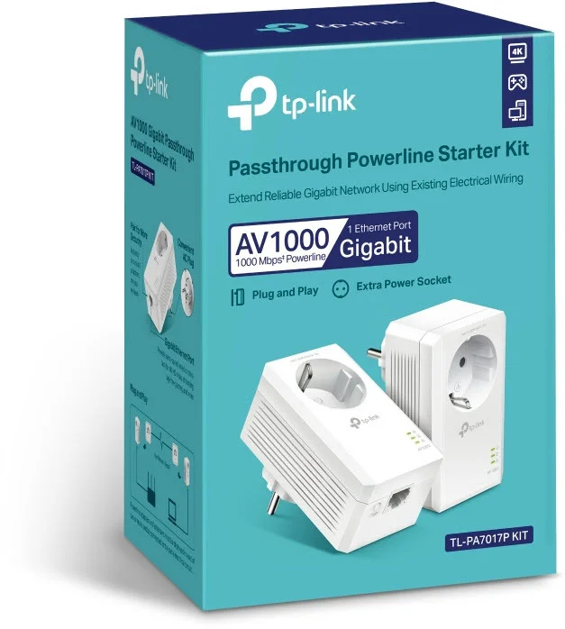 TP Link AV1000 Gigabit Powerline Adapter KIT mit Steckdose Netzwerk-Adapter / Netzwerk-Karten