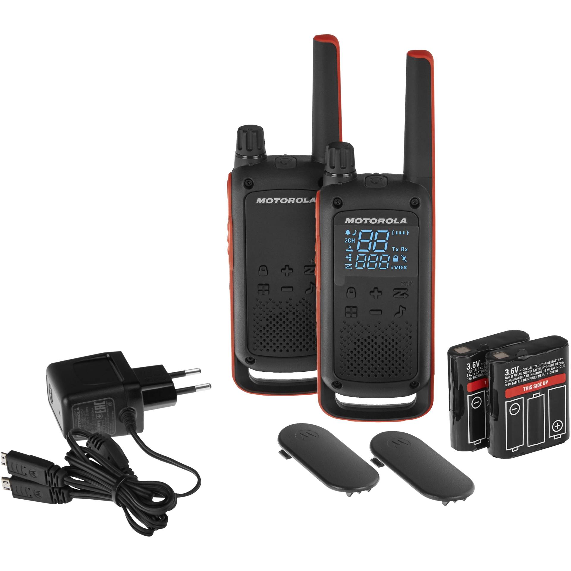 Motorola Talkabout T82 Funksprechgeraet 16 Kanaele 446   446 2 MHz Schwarz  Orange PC-Zubehoer