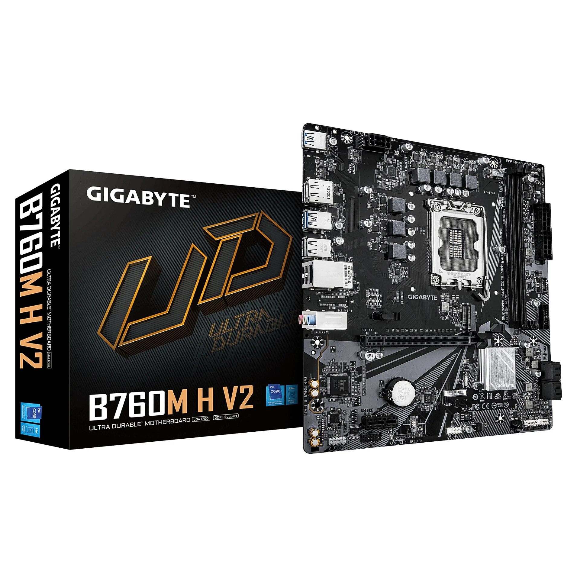 GIGABYTE B760M H V2 Mainboard   Unterstuetzt Intel Core Prozessoren der 14  Generation  digitales 5 1 1 Phasen VRM  bis zu 8000MHz DDR5  O C    1xPCIe 4 0 M 2  1GbE LAN  USB 3 2 Gen1 PC-Komponenten