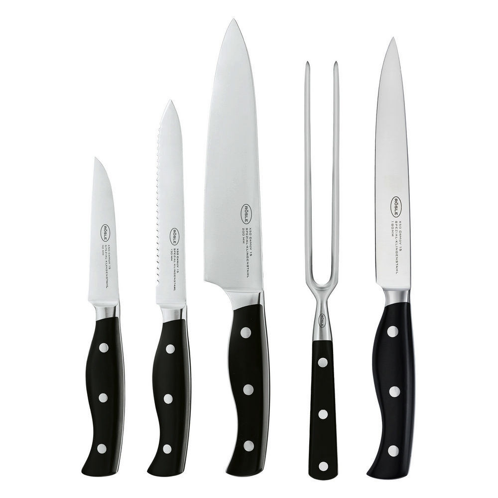 Roesle Messer Set inkl Tranchiergabel  5 tlg  Besteck & Aufbewahrung