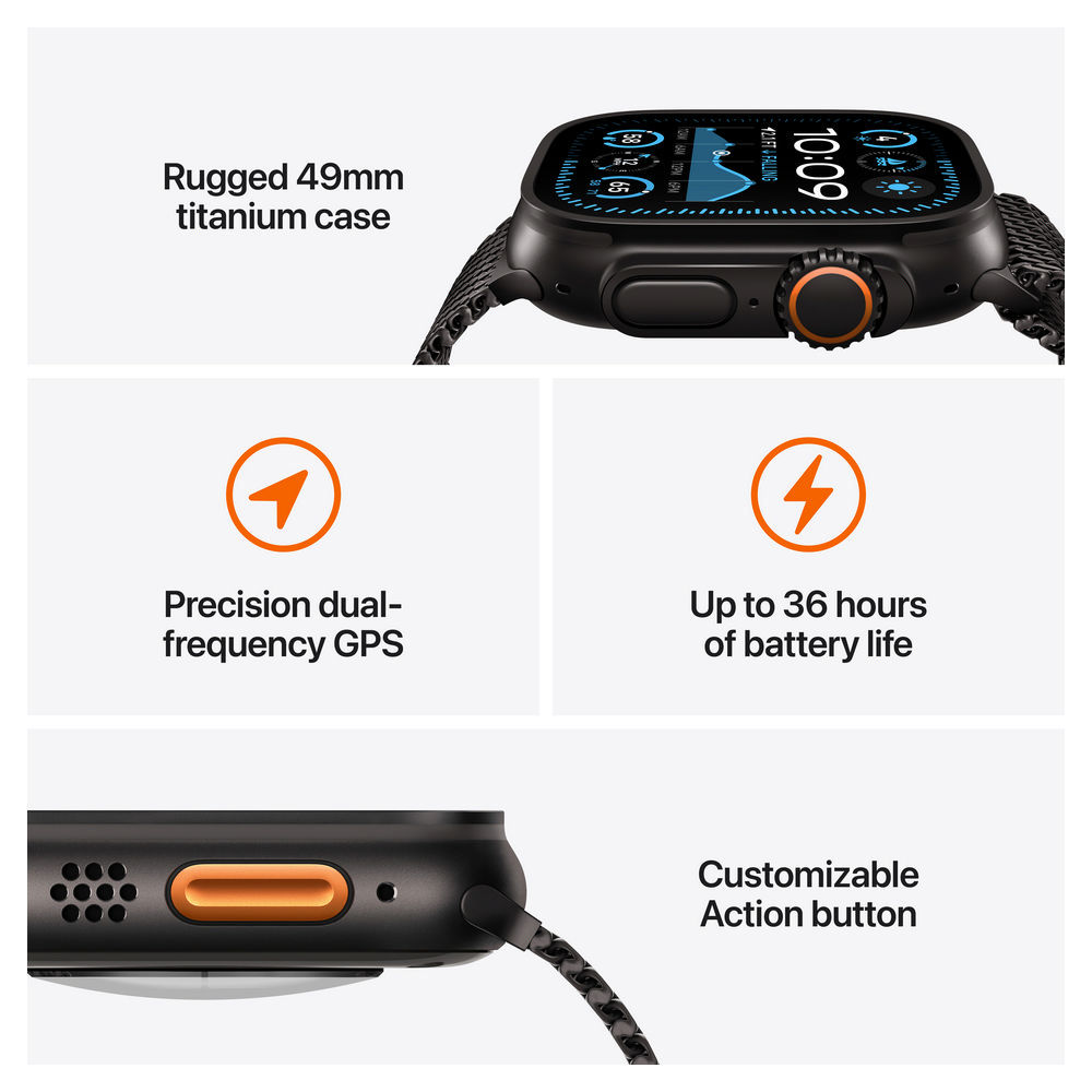 Apple watch ultra 2 gps   cellular 49mm black titanium case with black trail loop   m l Smartwatches & Fitnesstracker