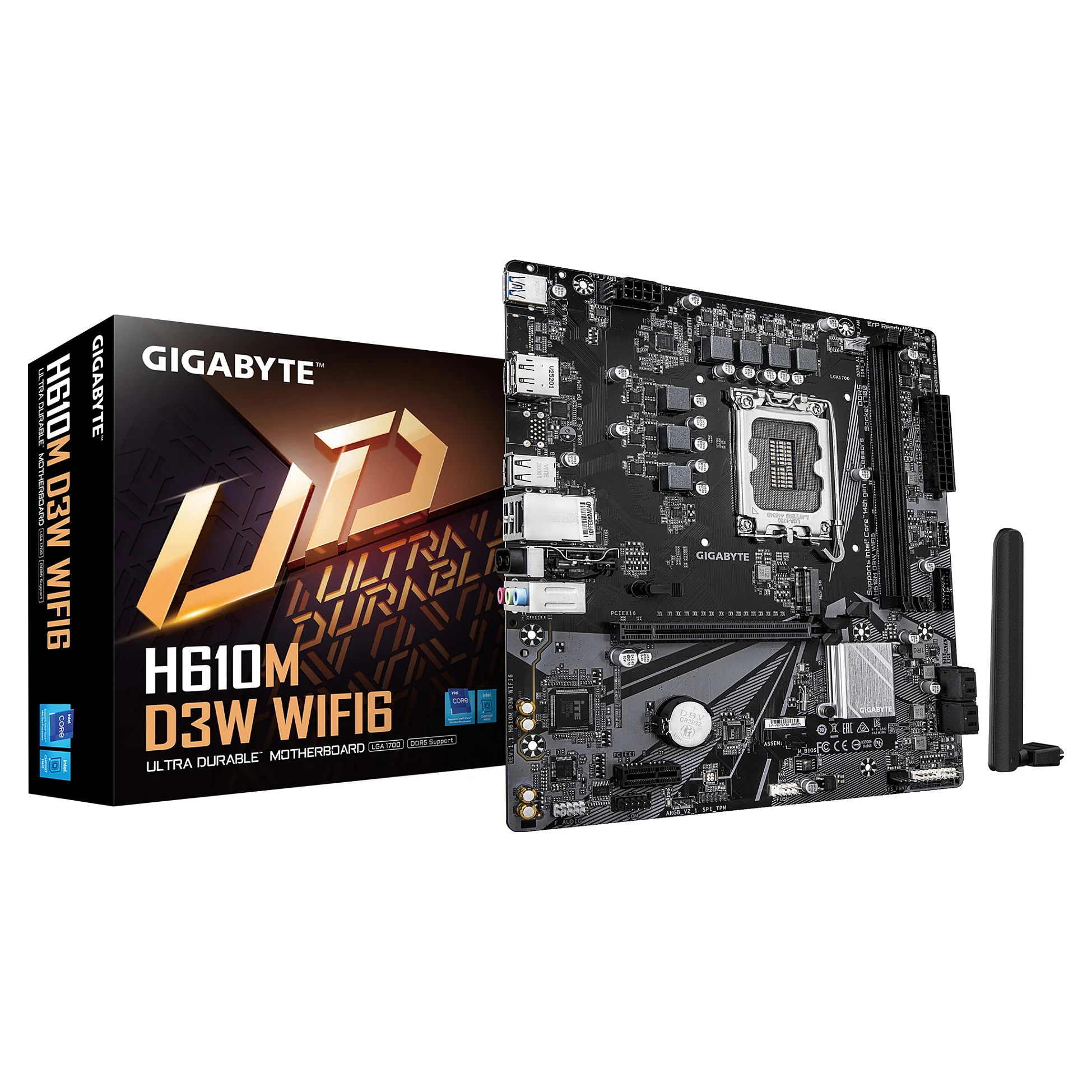GIGABYTE H610M D3W WIFI6 Mainboard   Unterst tzt Intel Core Prozessoren der 14  Generation  5 1 1 Phasen VRM  bis zu 5600MHz DDR4  1xPCIe 3 0 M 2  Wi Fi 6  1GbE LAN  USB 3 2 Gen 1 PC-Komponenten
