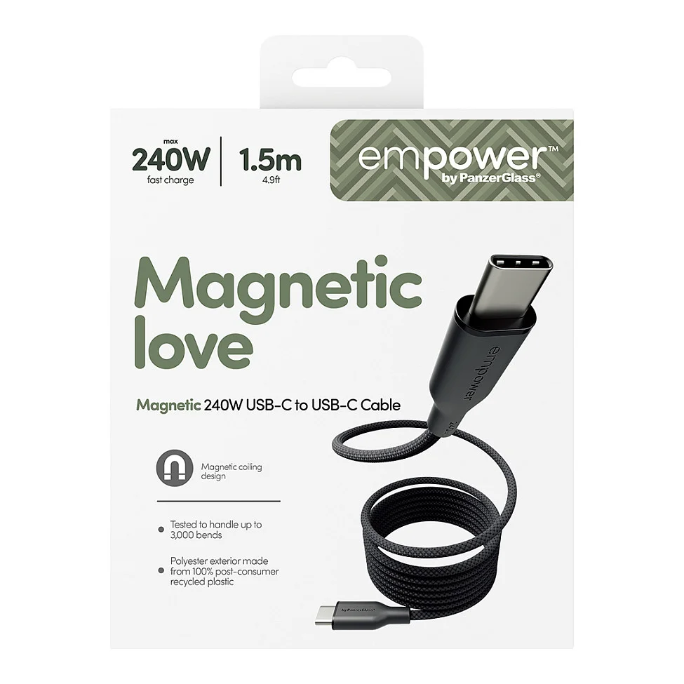 PanzerGlass empower  by   Magnetic 240W USB C to USB C Kabel   USB 2 0   1 5M   Weltall Schwarz Akkus Powerbanks & Kabel