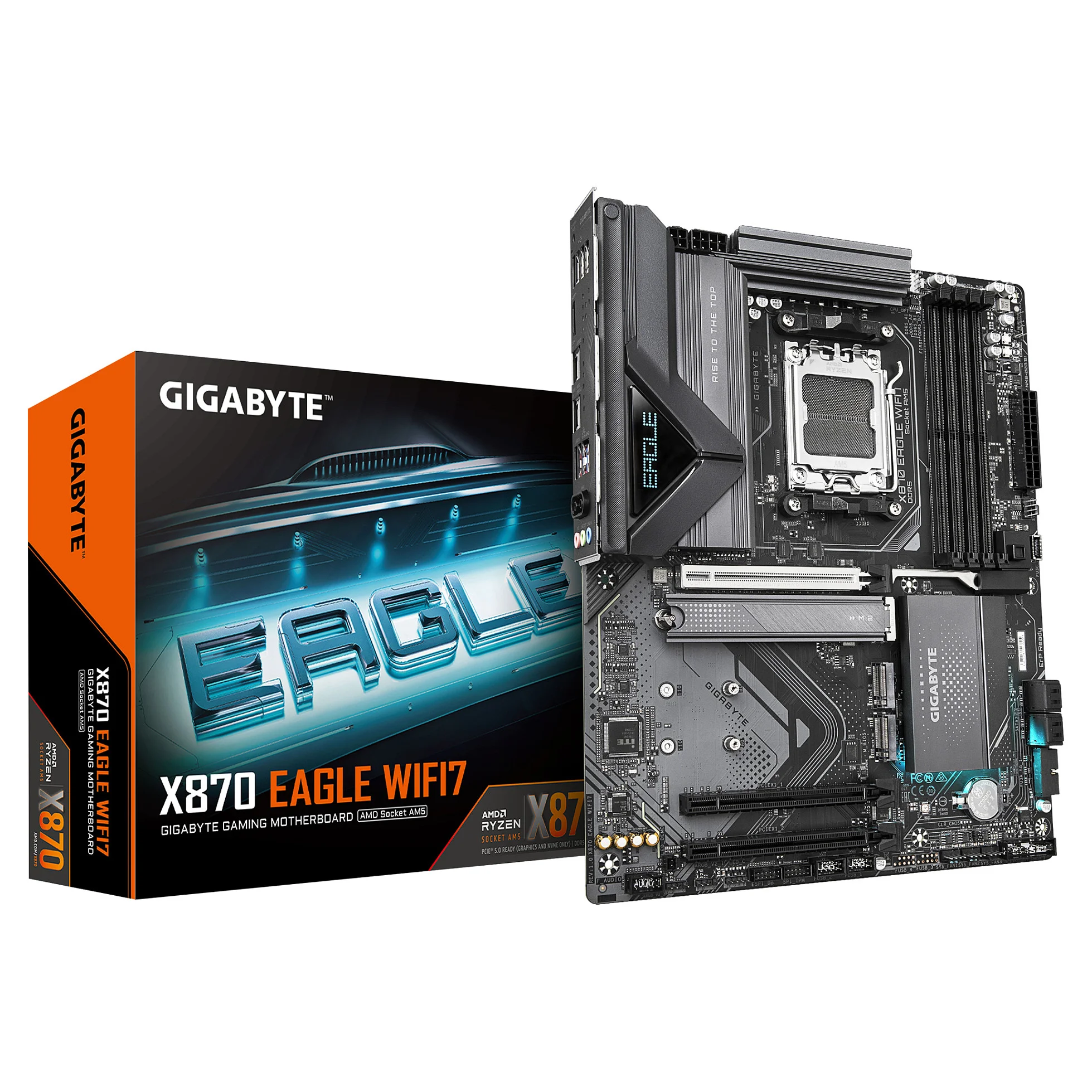 GIGABYTE X870 EAGLE WIFI7 Mainboard   Unterstuetzt AMD Ryzen 9000 CPUs  14 2 2 Phasen VRM  bis zu 8000MHz DDR5  OC   1xPCIe 5 0   2xPCIe 4 0  Wi Fi 7  2 5GbE LAN  USB 4 PC-Zubehoer