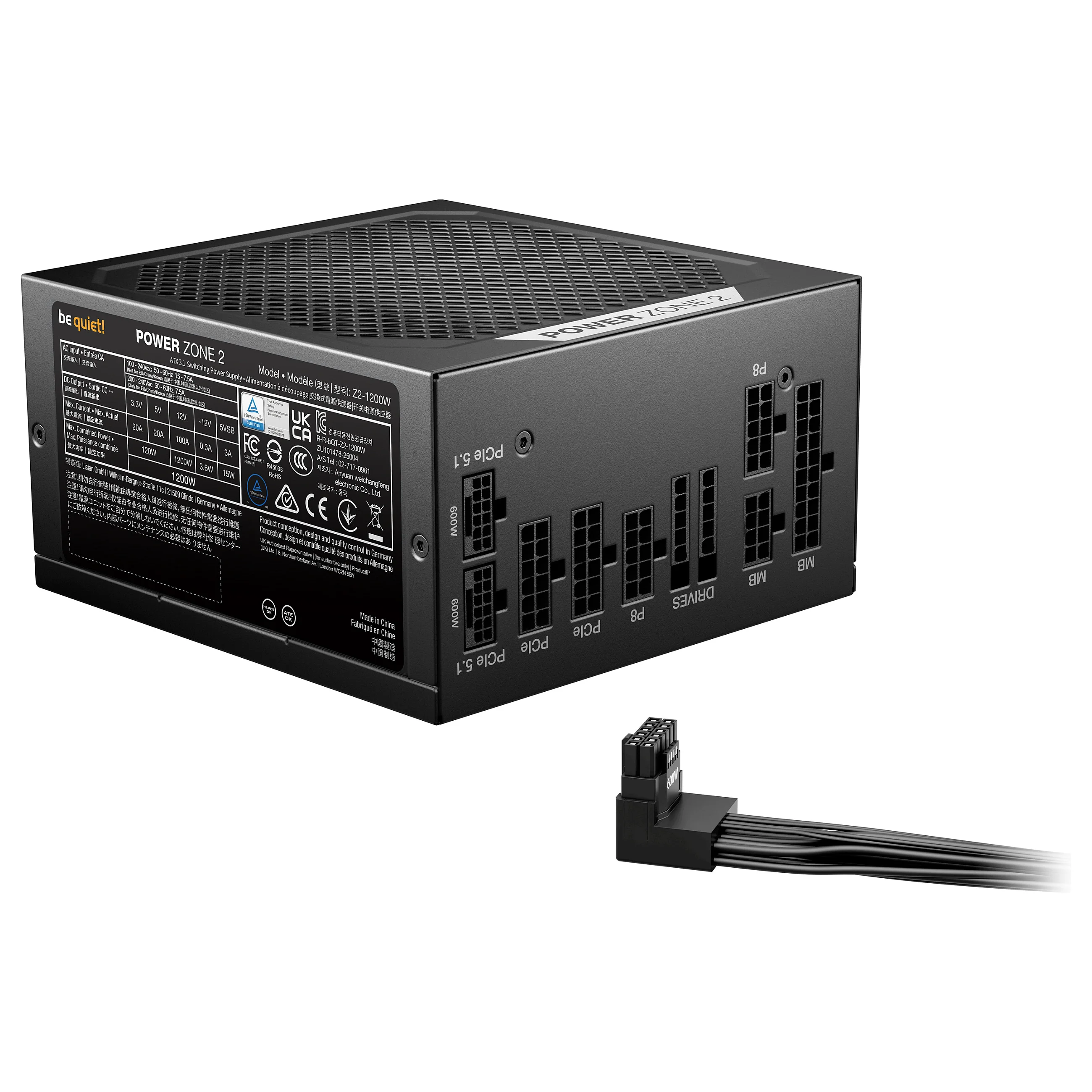be quiet  POWER ZONE 2   1200 W Netzteil 20 4 pin ATX ATX Schwarz PC-Komponenten