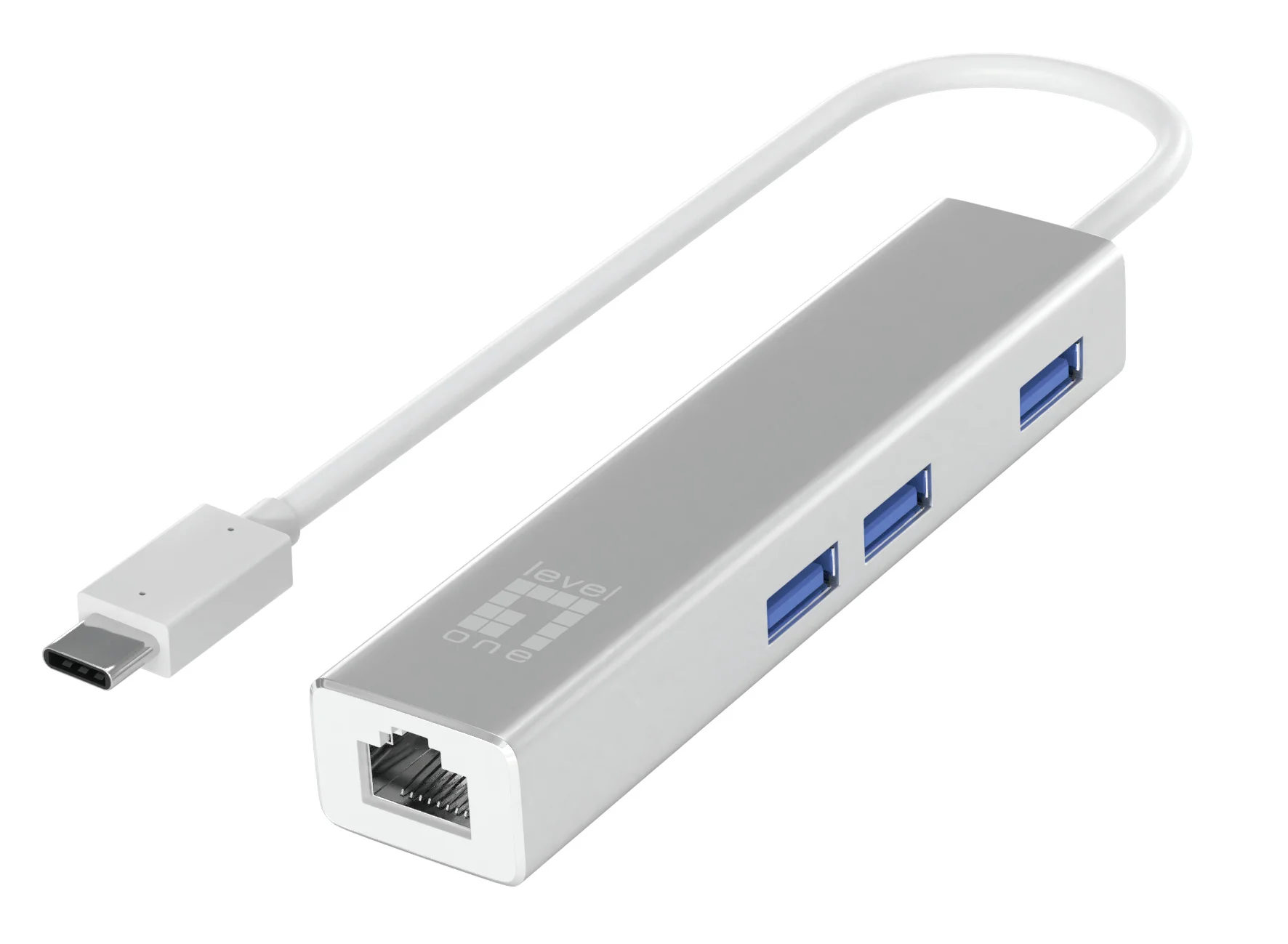 LevelOne Gigabit USB C Netzwerkadapter mit USB Hub Netzwerk-Adapter