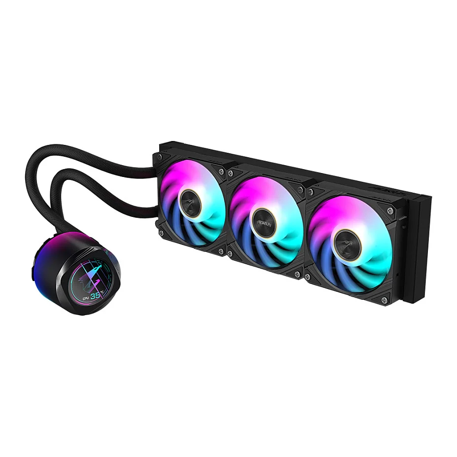 GIGABYTE AORUS WATERFORCE X II 360 AIO Fluessigkeits CPU Kuehler   3x120mm ARGB Luefter  Vollfarb LCD  DAISY CHAIN  kompatibel mit Intel LGA 1851 und AMD AM5 PC-Zubehoer