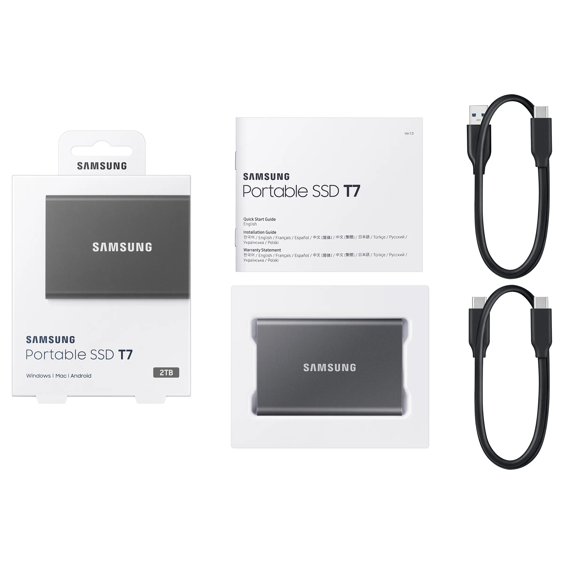 Samsung 2tb  portable t7 usb 3 2 gen2 titan gray retail Speichermedien