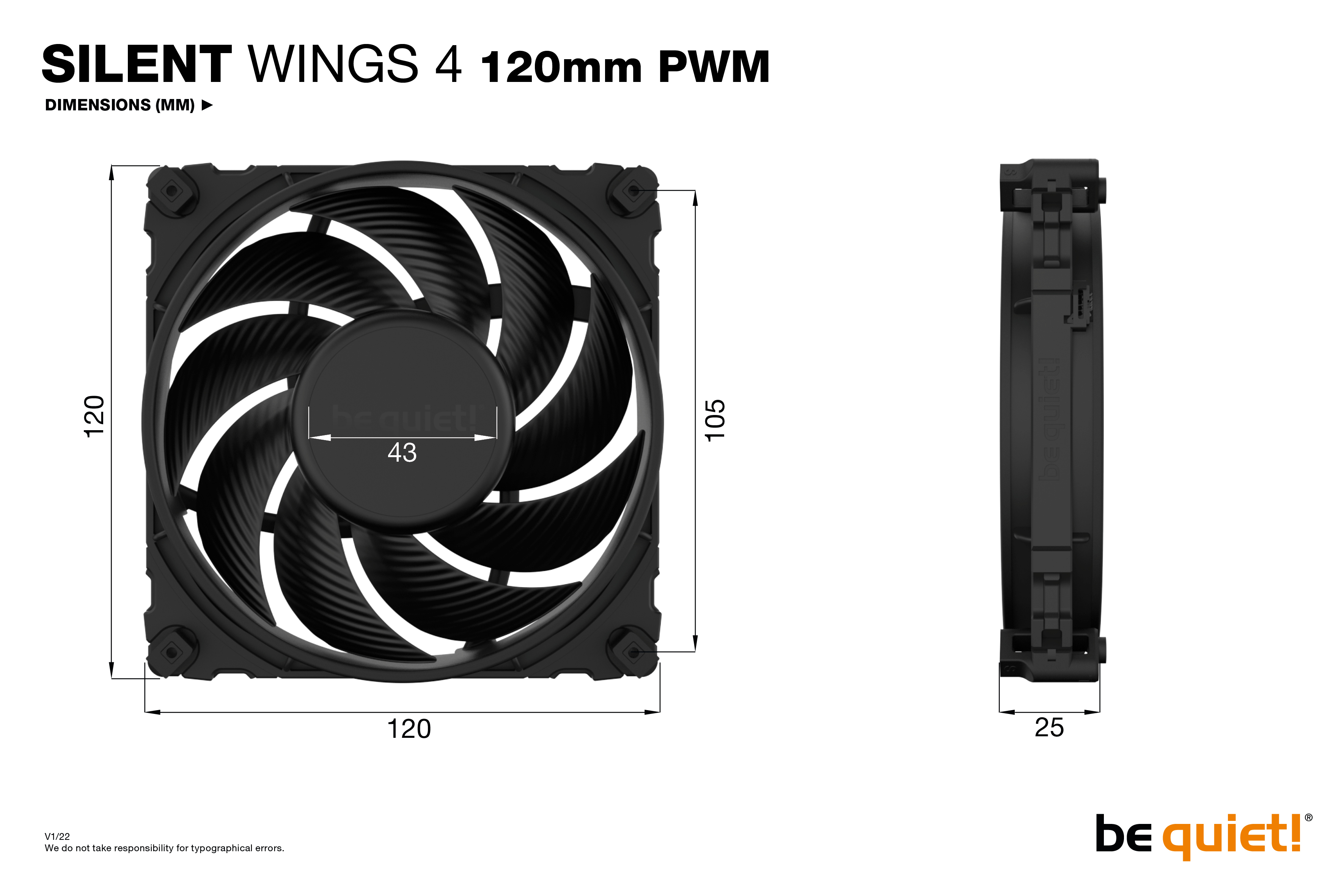 be quiet  SILENT WINGS 4   120mm PWM Computergehaeuse Ventilator 12 cm Schwarz 1 Stueck e  PC-Komponenten