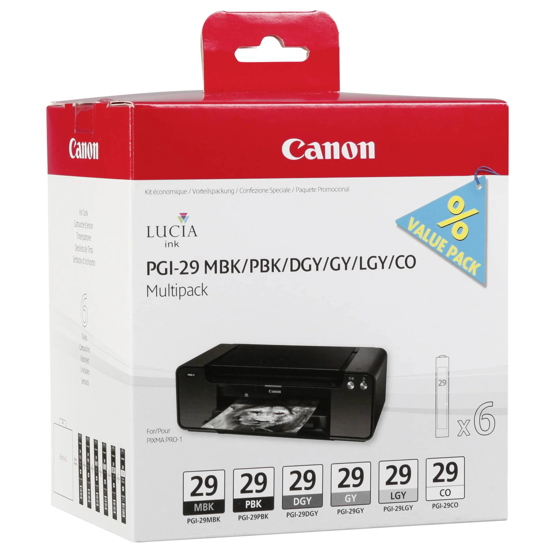 Canon PGI 29 Multipack MBK PBK DGY GY LGY CO Drucker & Scanner
