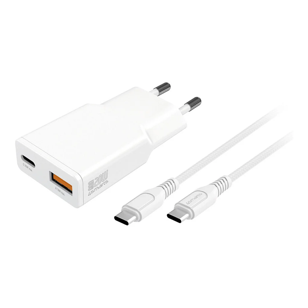 4SMARTS Ladegert PDPlug Duos Slim 20W GaN USB C A USB C Kabel Notebook & Tablet Zubehoer