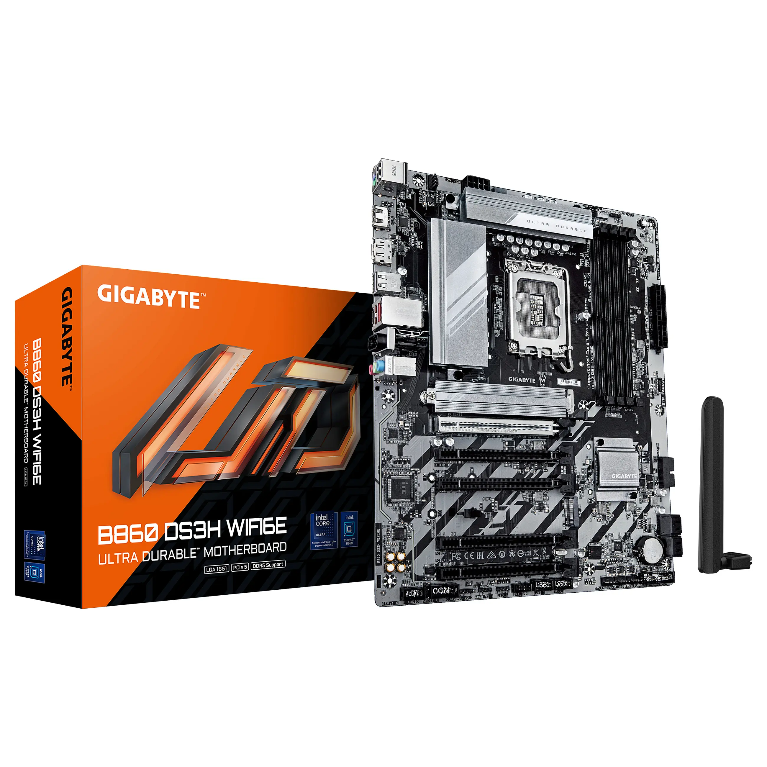 GIGABYTE B860 DS3H WIFI6E Mainboard   Intel Core Ultra CPUs  8 1 2 2 Phasen VRM  bis zu 9066MHz DDR5  1xPCIe 5 0   1xPCIe 4 0 M 2  2 5 GbE LAN  WIFI 6E  USB 3 2 Gen 2x2 PC-Zubehoer