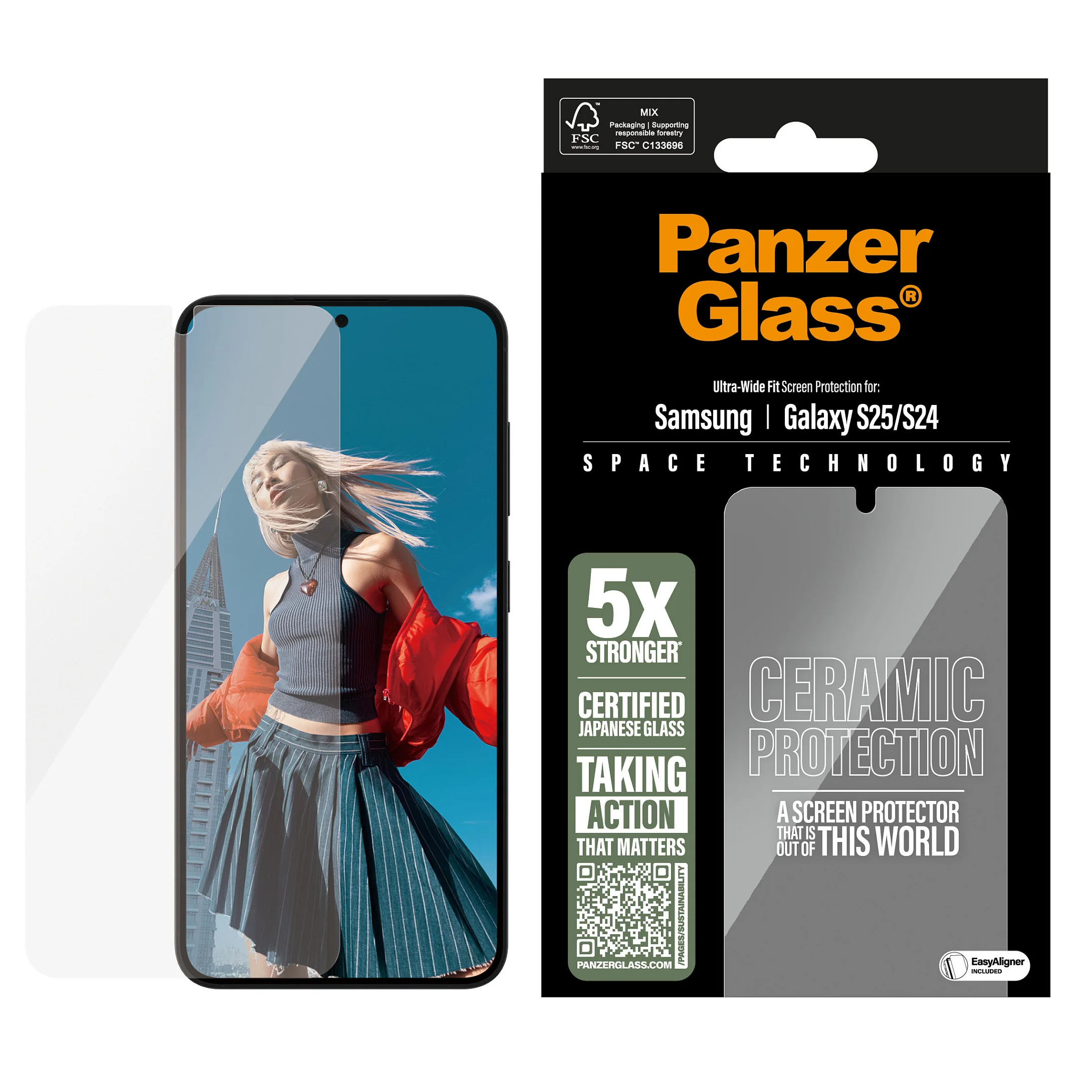 PanzerGlass   Ceramic Displayschutz Samsung Galaxy S25   S24   Ultra Wide Fit m  EasyAligner Notebook & Tablet Zubehoer