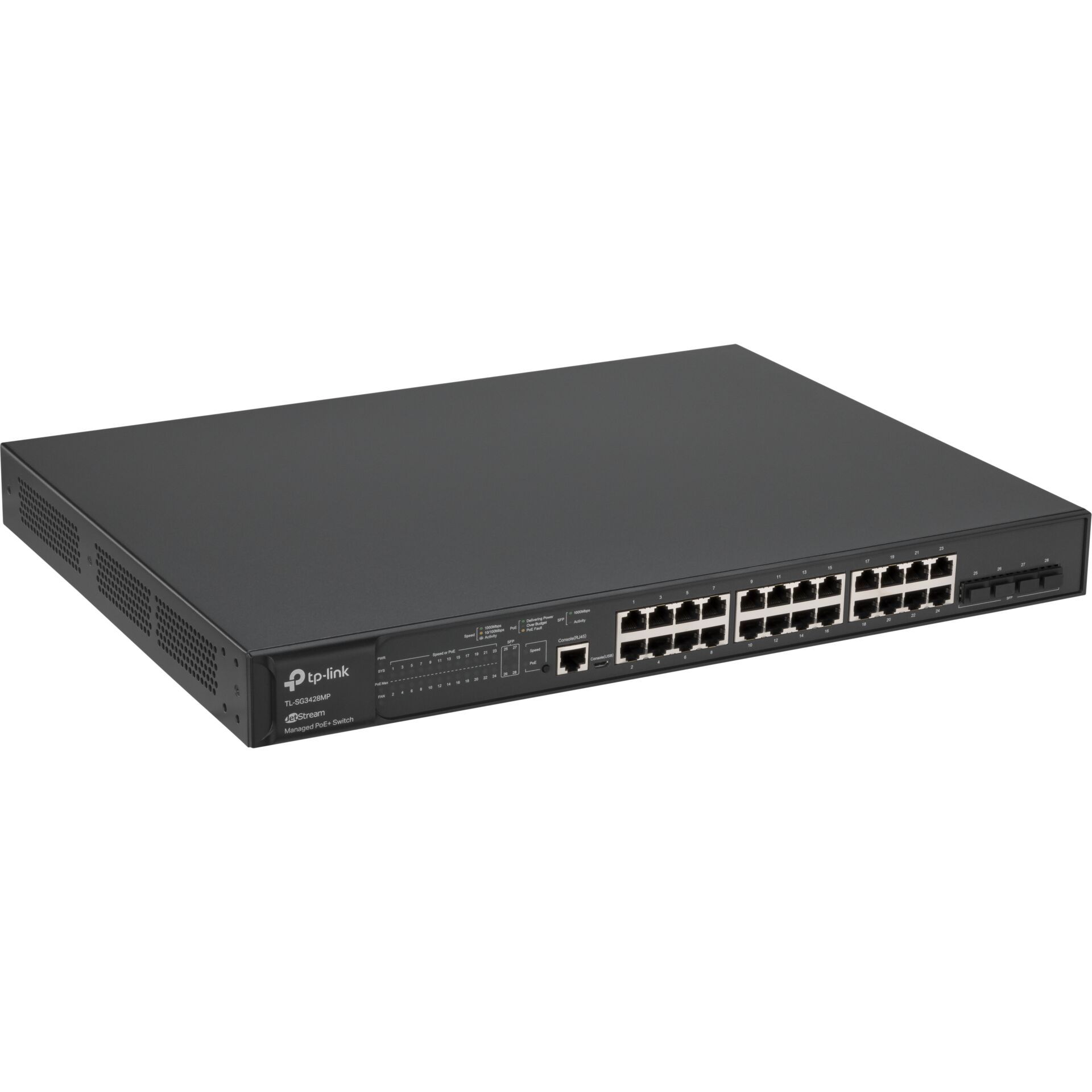 TP Link Omada SG3428MP Netzwerk Switch Managed L2  Gigabit Ethernet  10 100 1000  Power over Ethernet  PoE  1U Schwarz Switches