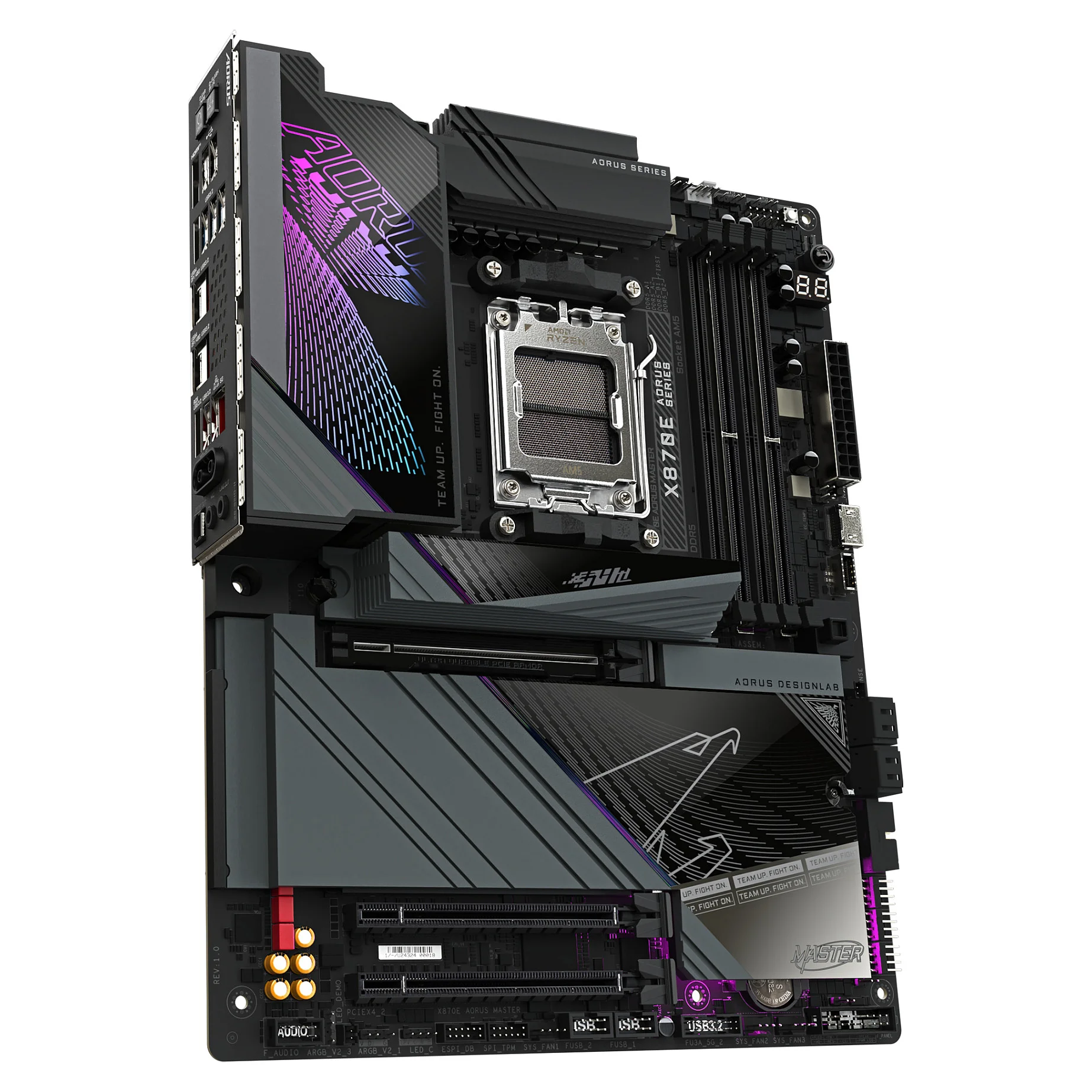 GIGABYTE X870E AORUS MASTER Mainboard   Unterstuetzt AMD Ryzen 9000 CPUs  16 2 2 Phasen digitales VRM  bis zu 8600MHz DDR5  OC   3xPCIe 5 0   1xPCIe 4 0  Wi Fi 7  5GbE LAN  USB 4 PC-Zubehoer