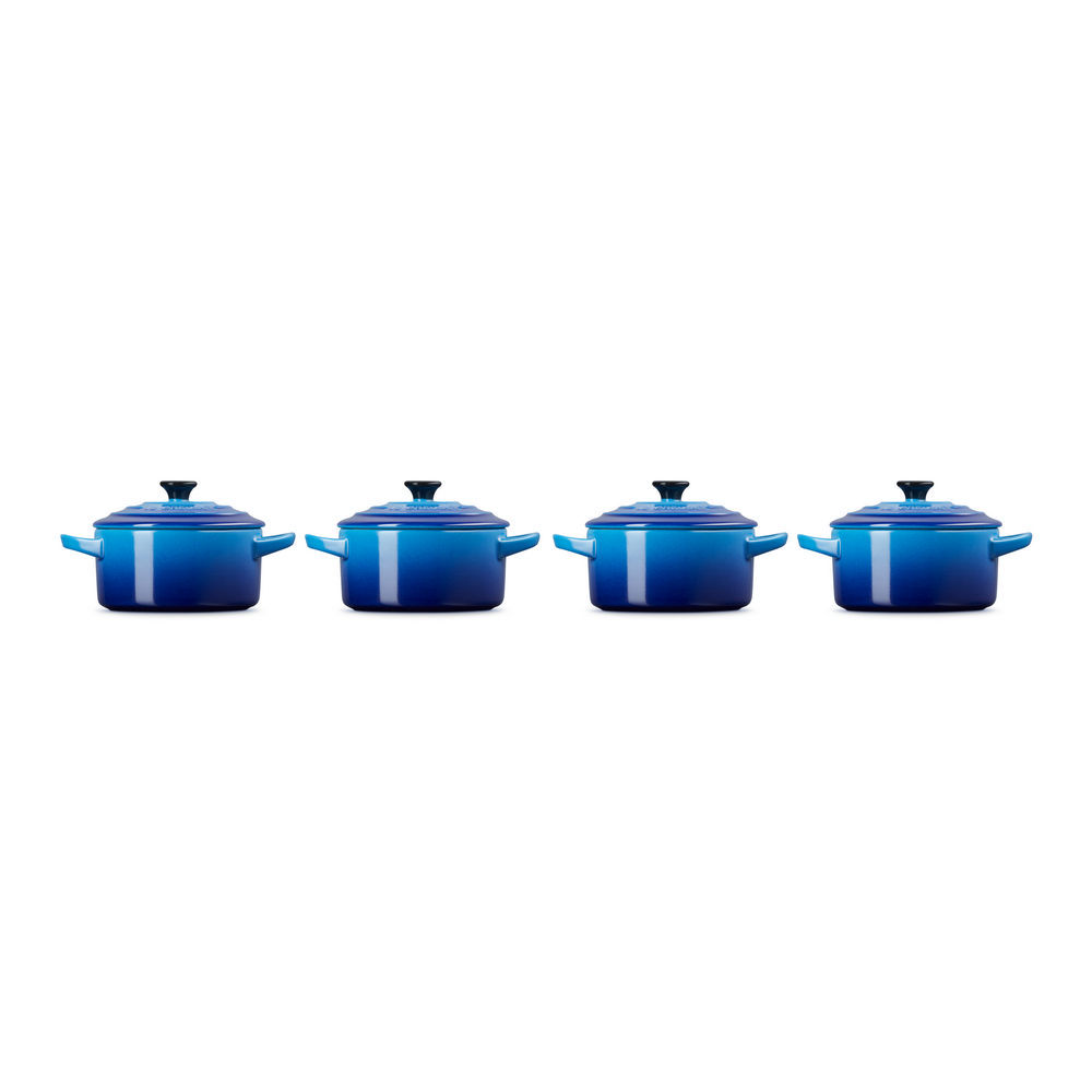 Le Creuset Mini Schmortoepfe Mini Cocotte  4 tlg   0 25 l  azure Pfannen & Toepfe