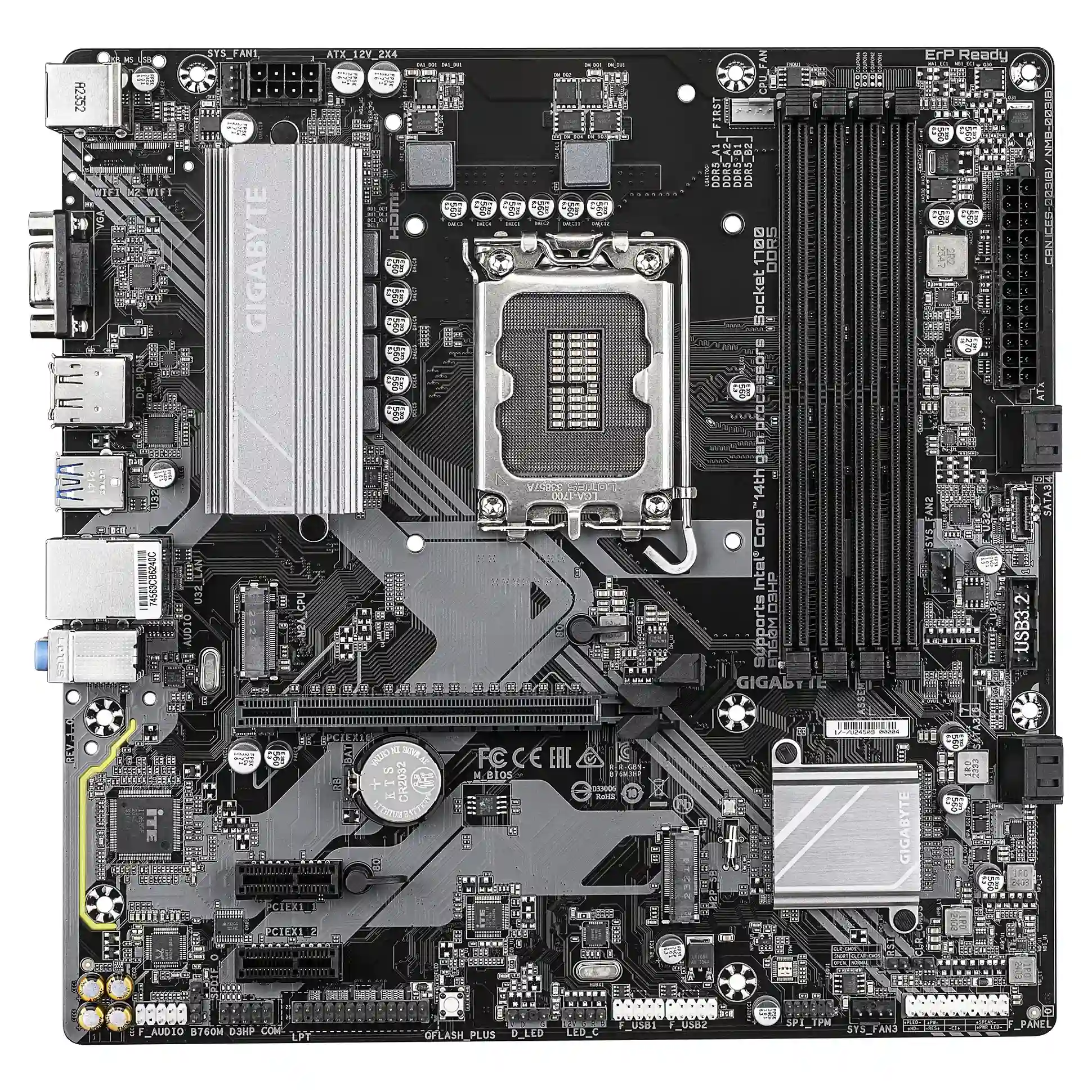 GIGABYTE B760M D3HP Mainboard   Intel Core CPUs der 14  Generation  4 1 1 Phasen VRM  bis zu 5600 MHz DDR5  2xPCIe 4 0 M 2  GbE LAN  USB 3 2 Gen 1 PC-Zubehoer