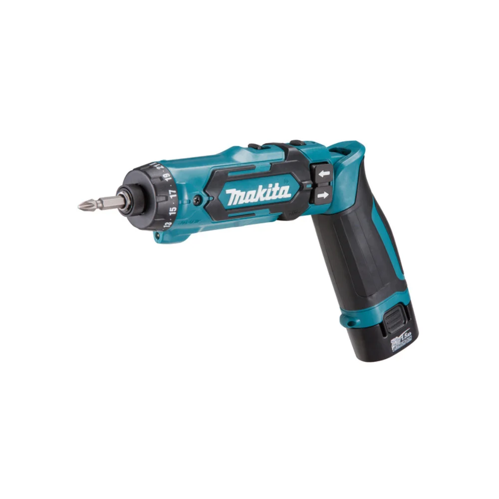 Makita Akku Knickschrauber DF012DSE  7 2Volt  blau schwarz  2x Li Ionen Akku 1 5Ah  Koffer  Heimwerken & Garten