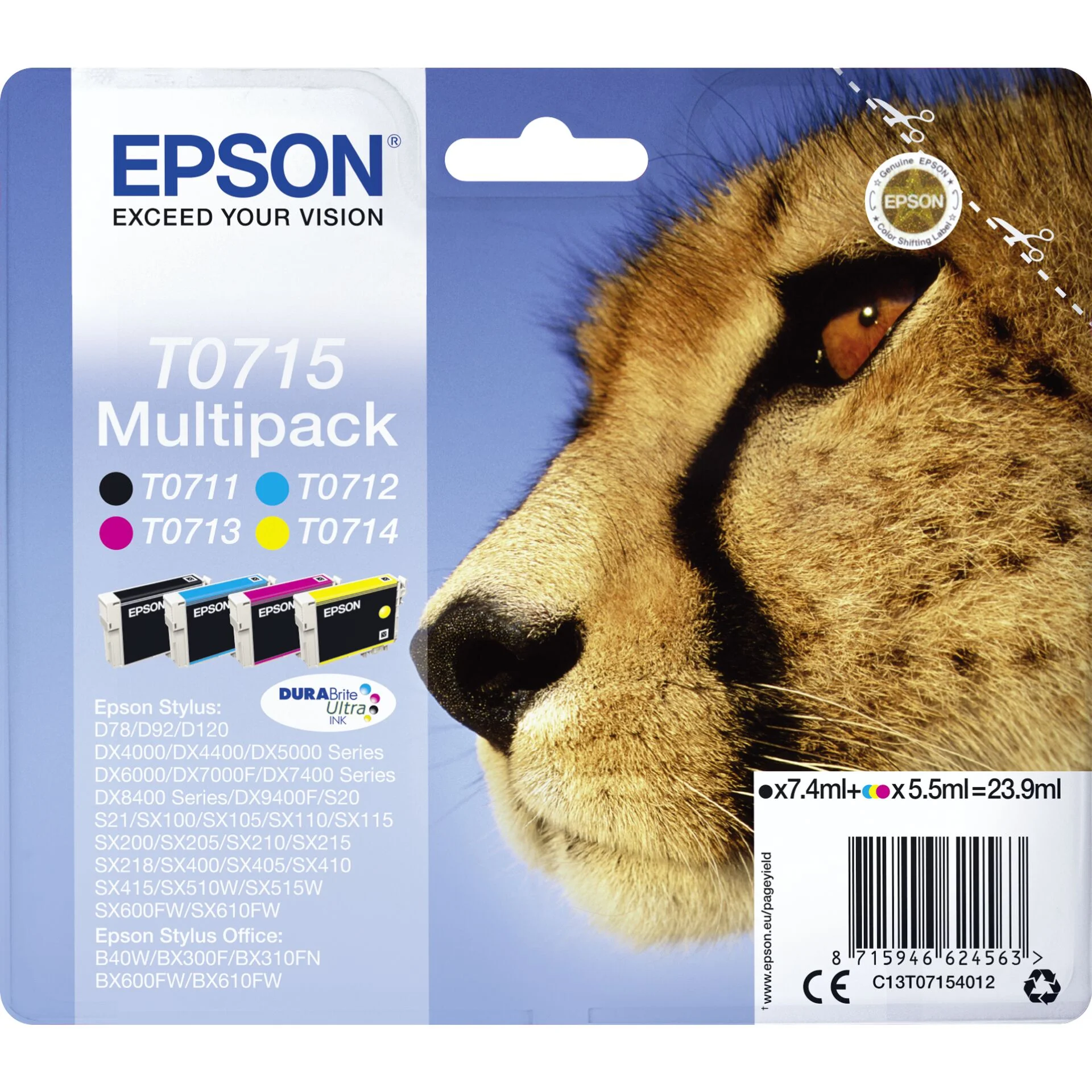 Epson Multipack 4 Farben T0715  DURABrite Ultra Ink Drucker & Scanner