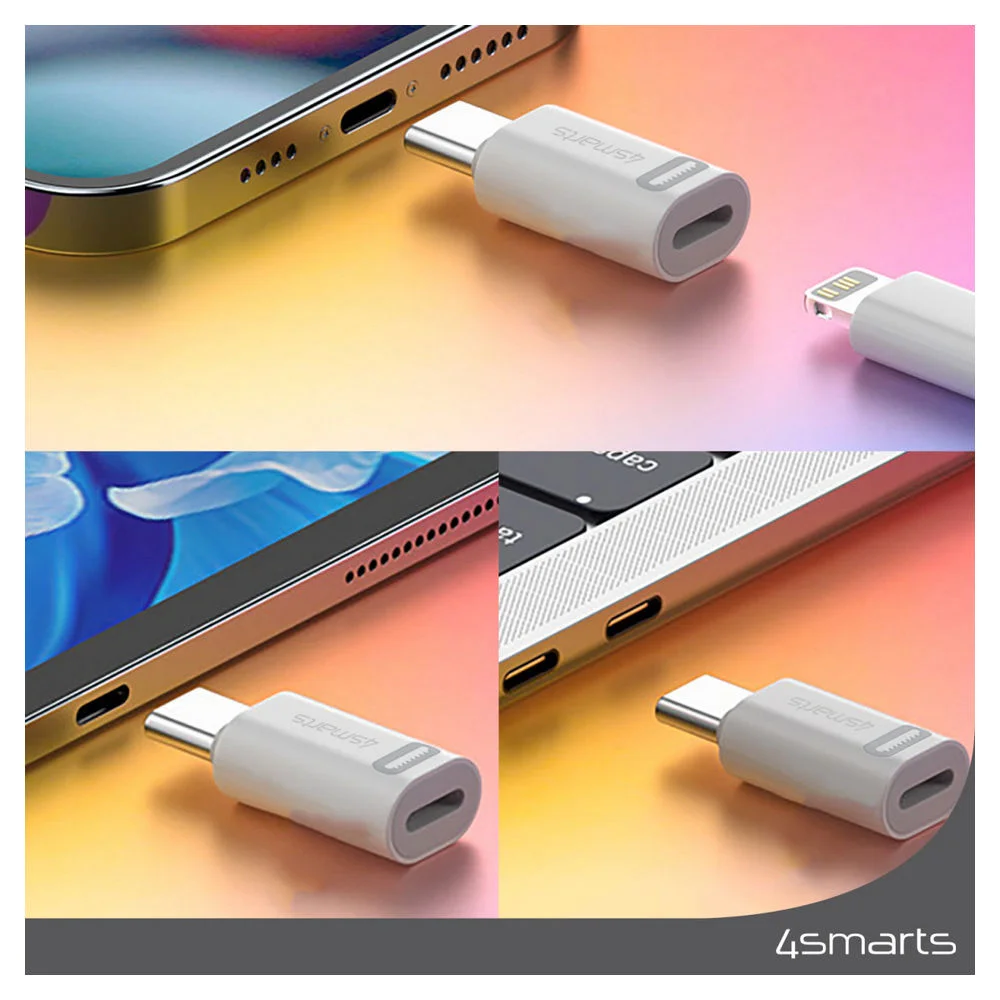 4SMARTS Adapter Lightning auf USB C PD 27W  2er Set  weiss PC-Zubehoer