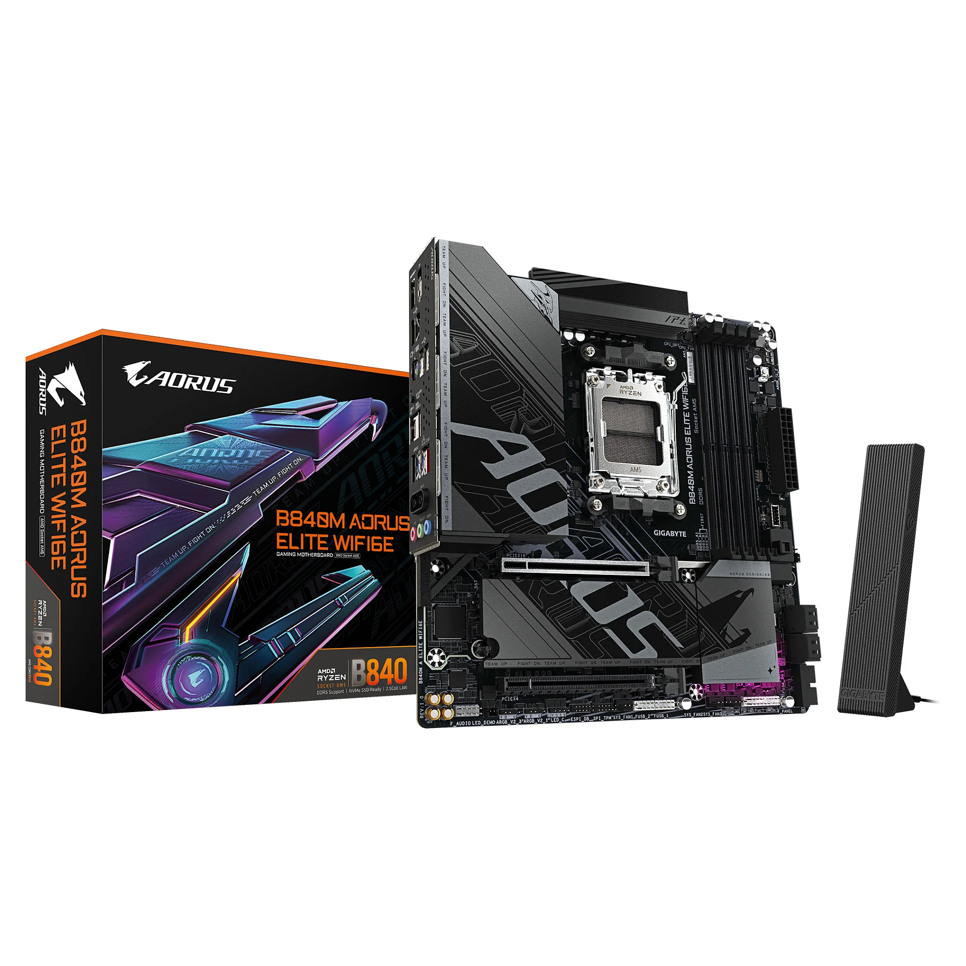 GIGABYTE B840M AORUS ELITE WIFI6E Mainboard   AMD Ryzen 9000 Prozessoren  10 2 2 Phasen VRM  bis zu 8200 MHz DDR5  O C    2 x M 2 PCIe 4 0  Wi Fi 6E  2 5 GbE LAN  USB 3 2 Gen 2 PC-Komponenten