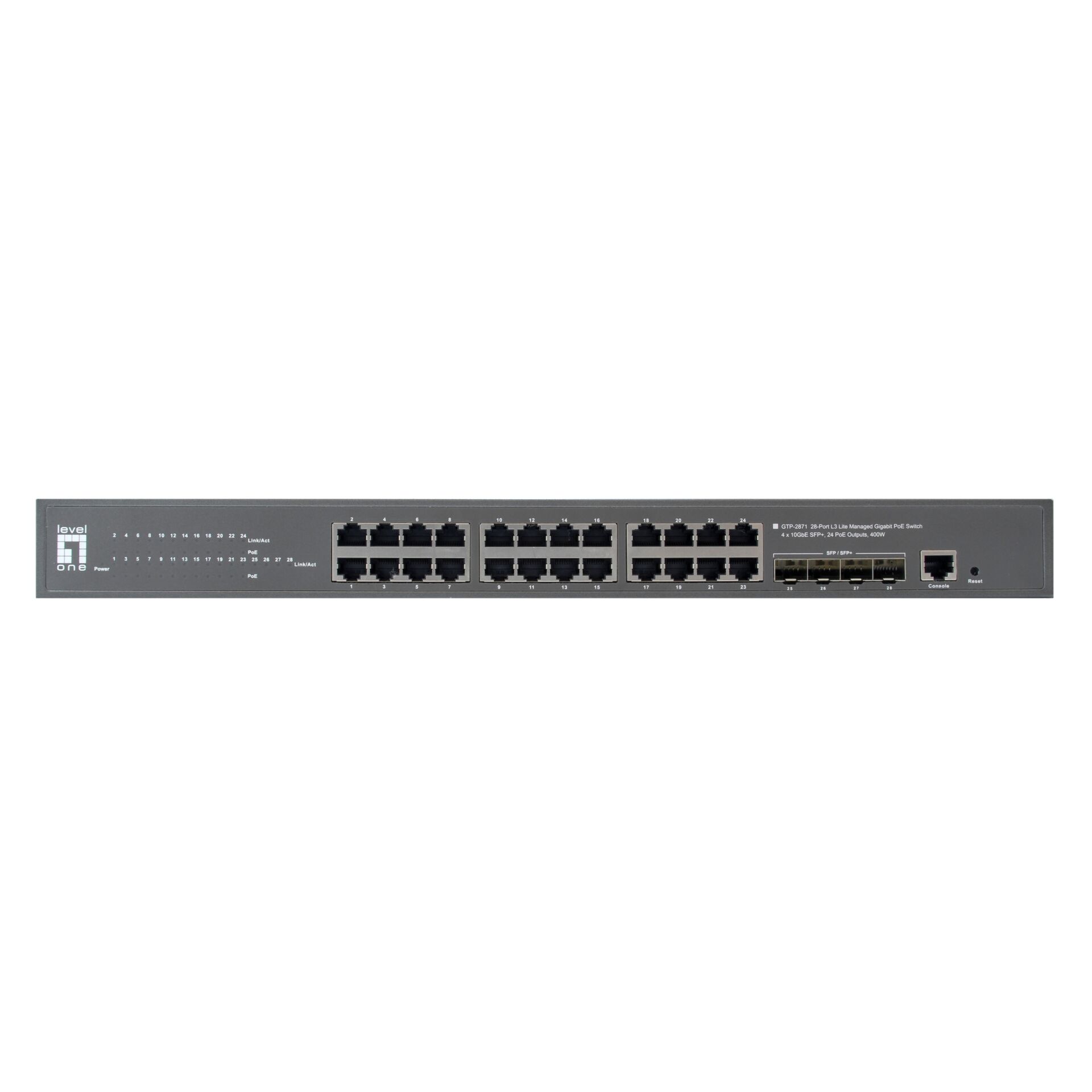 LevelOne GTP 2871 Netzwerk Switch Managed L3 Gigabit Ethernet 10 100 1000 Power over Ethernet PoE Grau