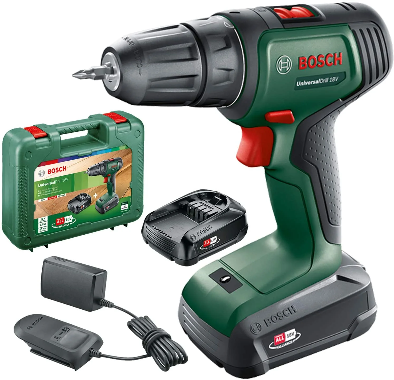 Bosch Universaldrill 18V 2x1 5A Bohrer & Schrauber