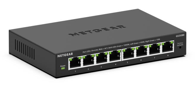 NETGEAR GS308E Managed L2 L3 Gigabit Ethernet  10 100 1000  Schwarz Netzwerk