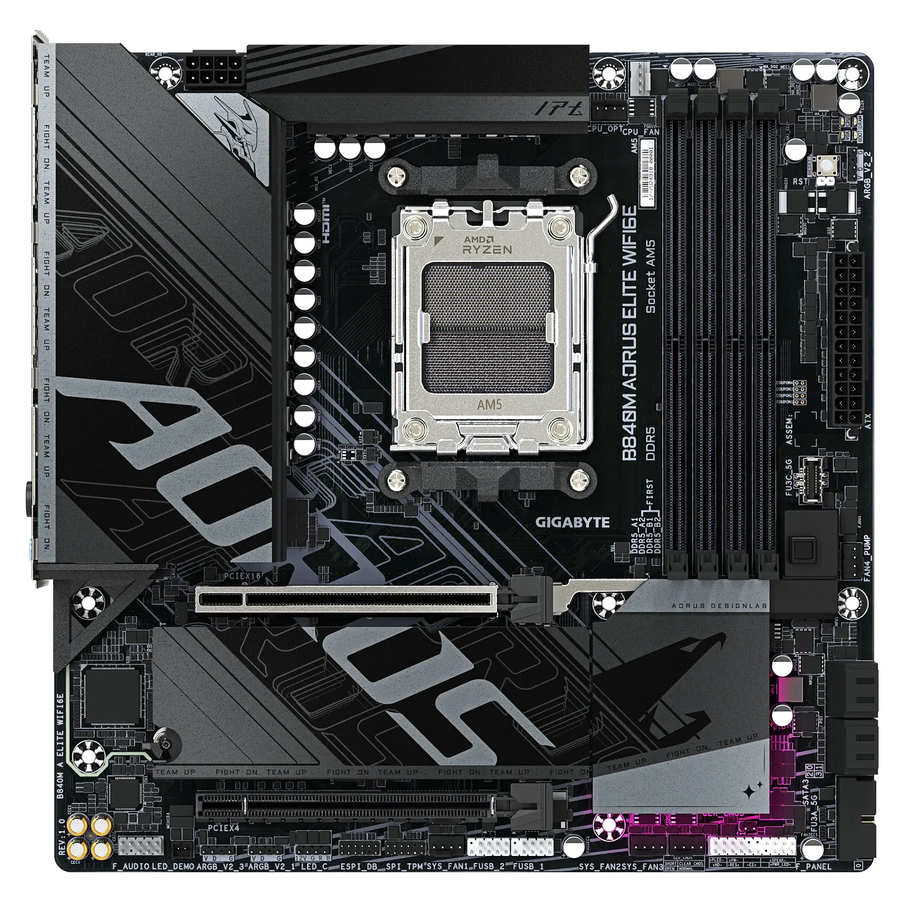 GIGABYTE B840M AORUS ELITE WIFI6E Mainboard   AMD Ryzen 9000 Prozessoren  10 2 2 Phasen VRM  bis zu 8200 MHz DDR5  O C    2 x M 2 PCIe 4 0  Wi Fi 6E  2 5 GbE LAN  USB 3 2 Gen 2 PC-Komponenten
