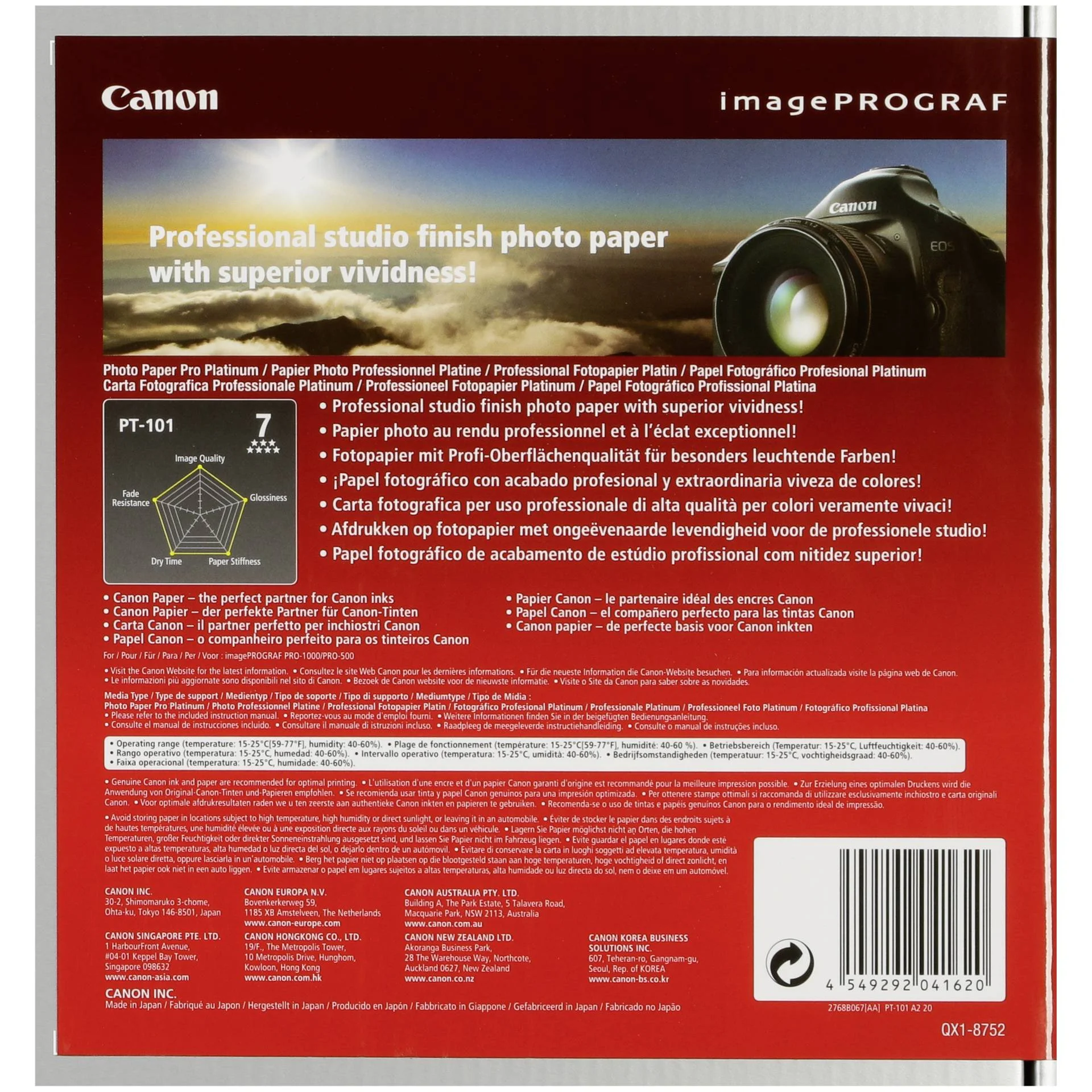 Canon PT 101 A 2  20 Blatt Photo Paper Pro Platinum 300 g Drucker & Scanner