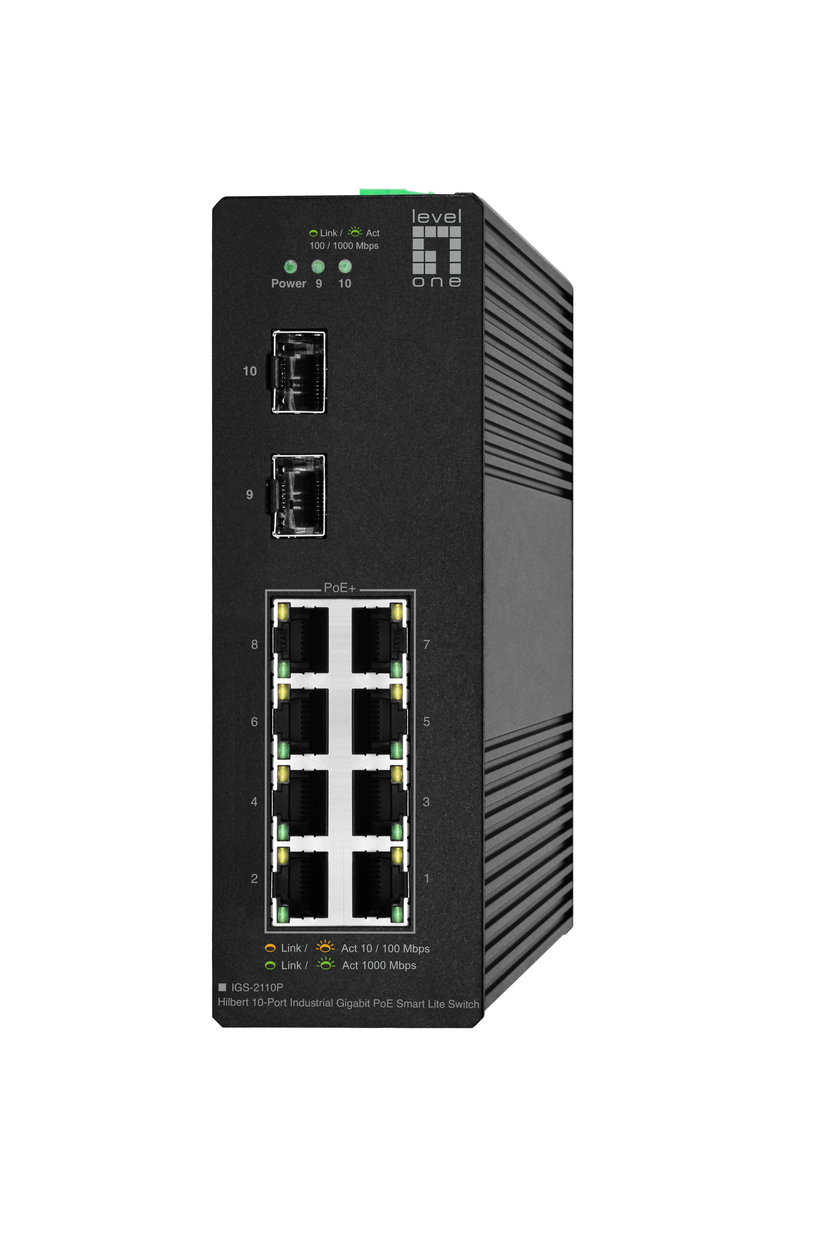 LevelOne Hilbert 10 Port Gigabit PoE Smart Lite Switch  8 PoE Ausgaenge  2 x Gigabit SFP  802 3at af PoE Netzwerk