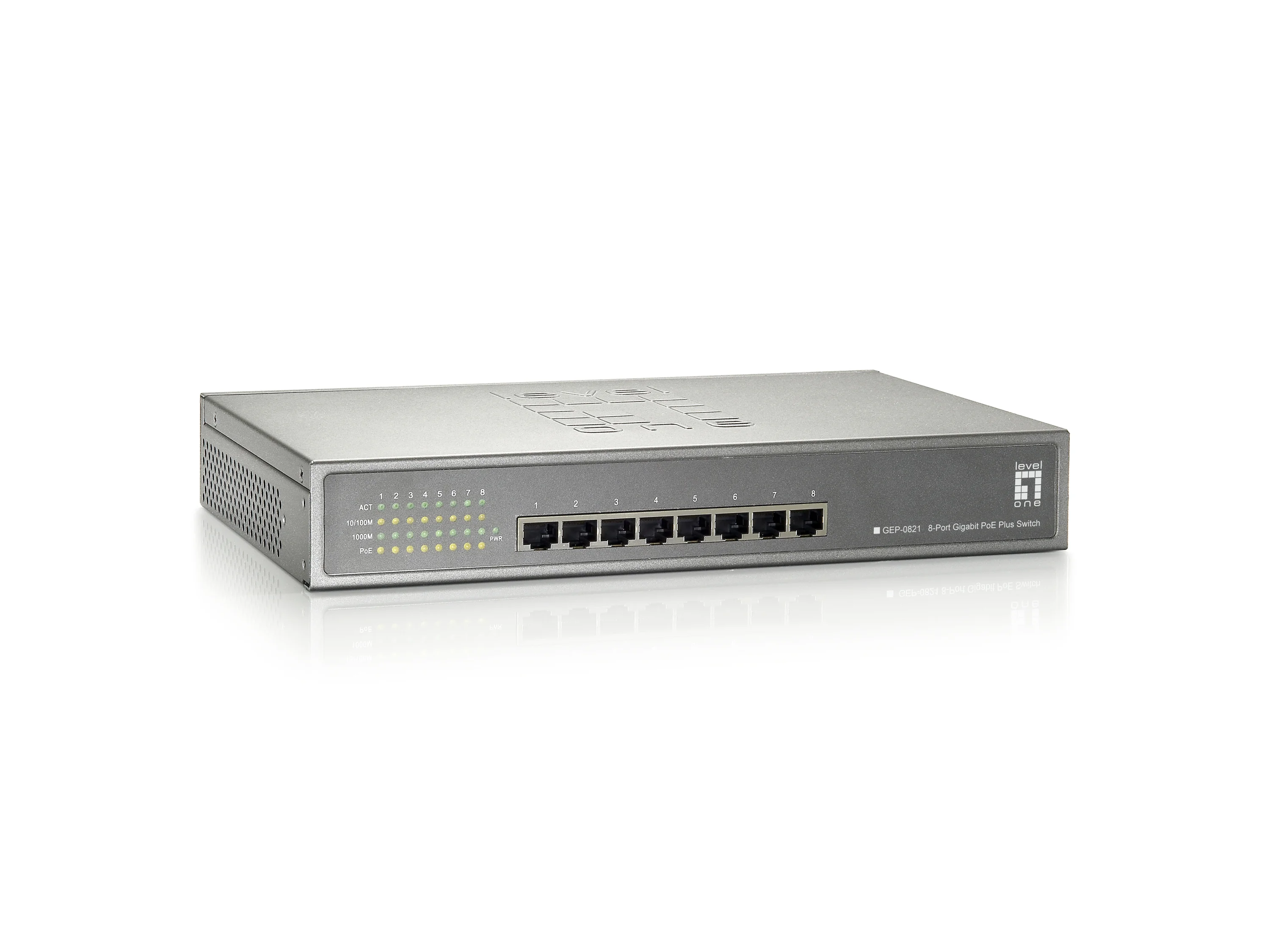 LevelOne GEP 0821 Netzwerk Switch Gigabit Ethernet 10 100 1000 Power over Ethernet PoE Grau