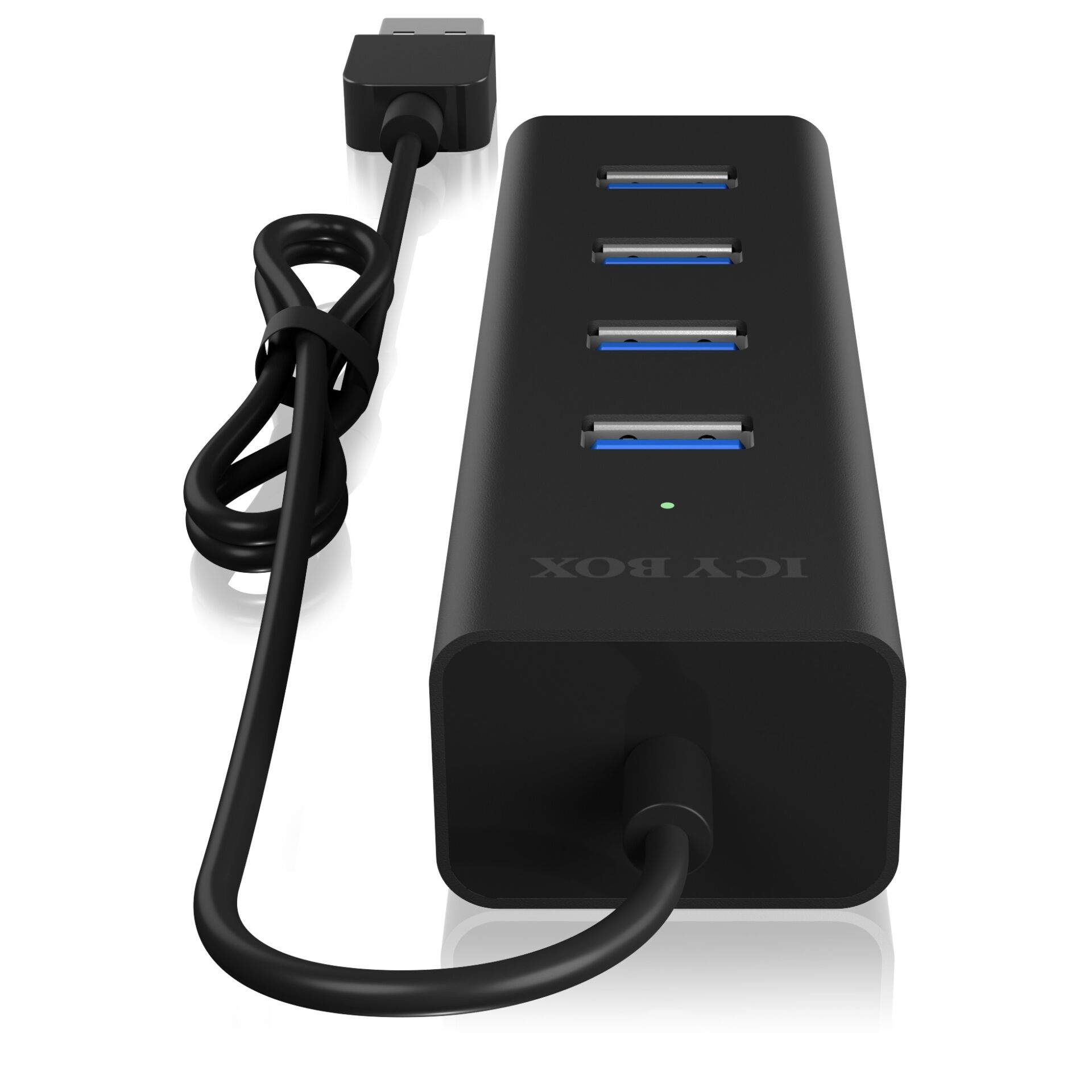 ICY BOX IB HUB1409 U3  Type A zu USB 3 2 Gen 1 to 4 Port Type A Hub  Aluminium  black PC-Zubehoer