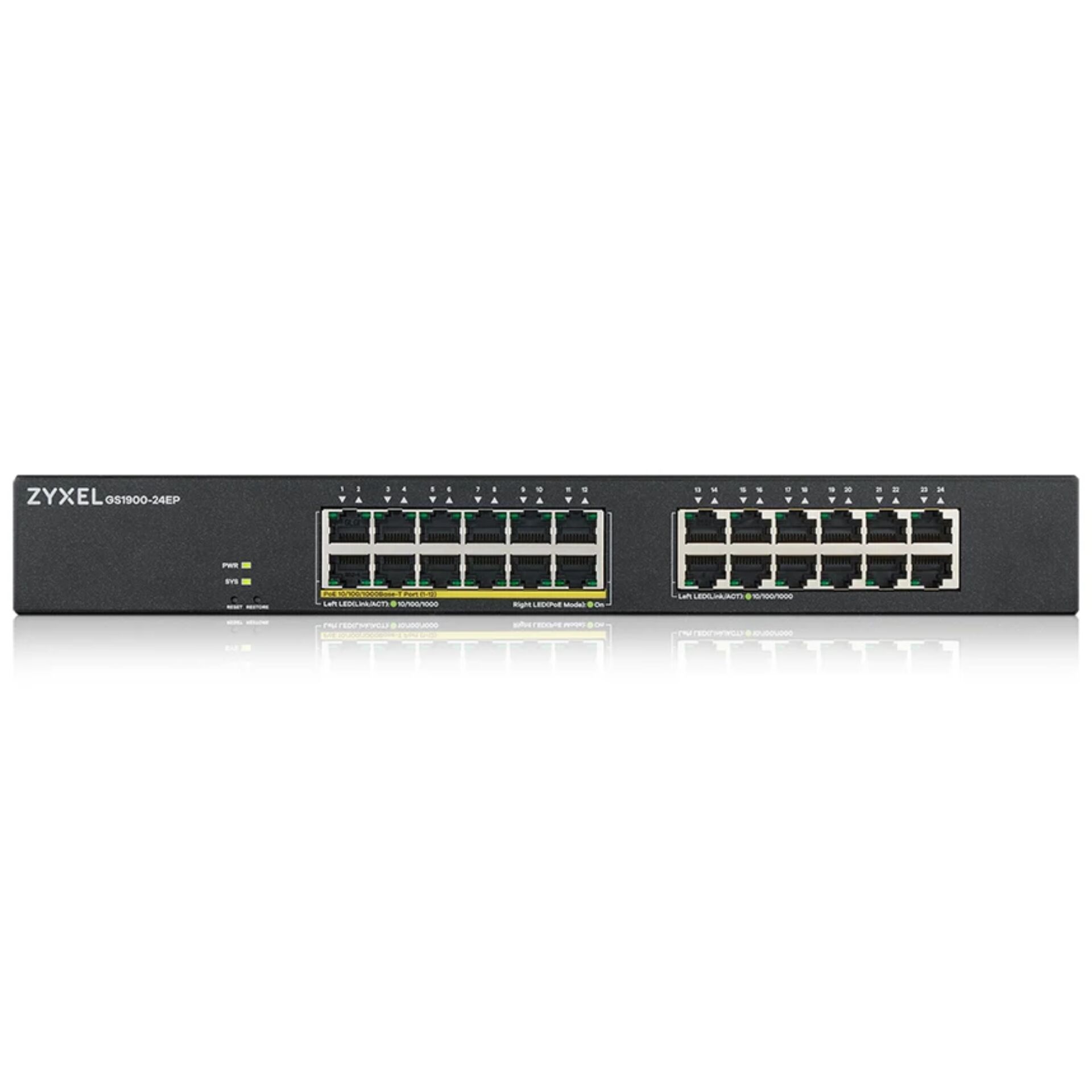 Zyxel GS1900 24EP Managed L2 Gigabit Ethernet  10 100 1000  Power over Ethernet  PoE  Schwarz Switches