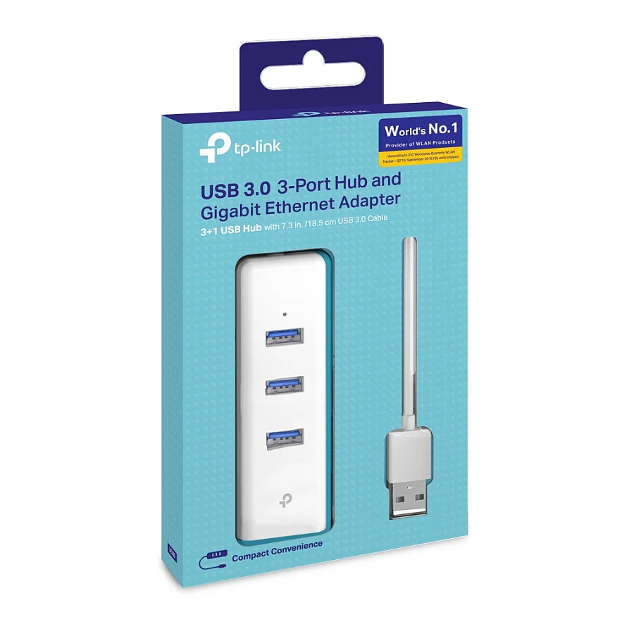 TP Link 3 Port USB3 0 Hub   Gigabit Ethernet Adapter Switches