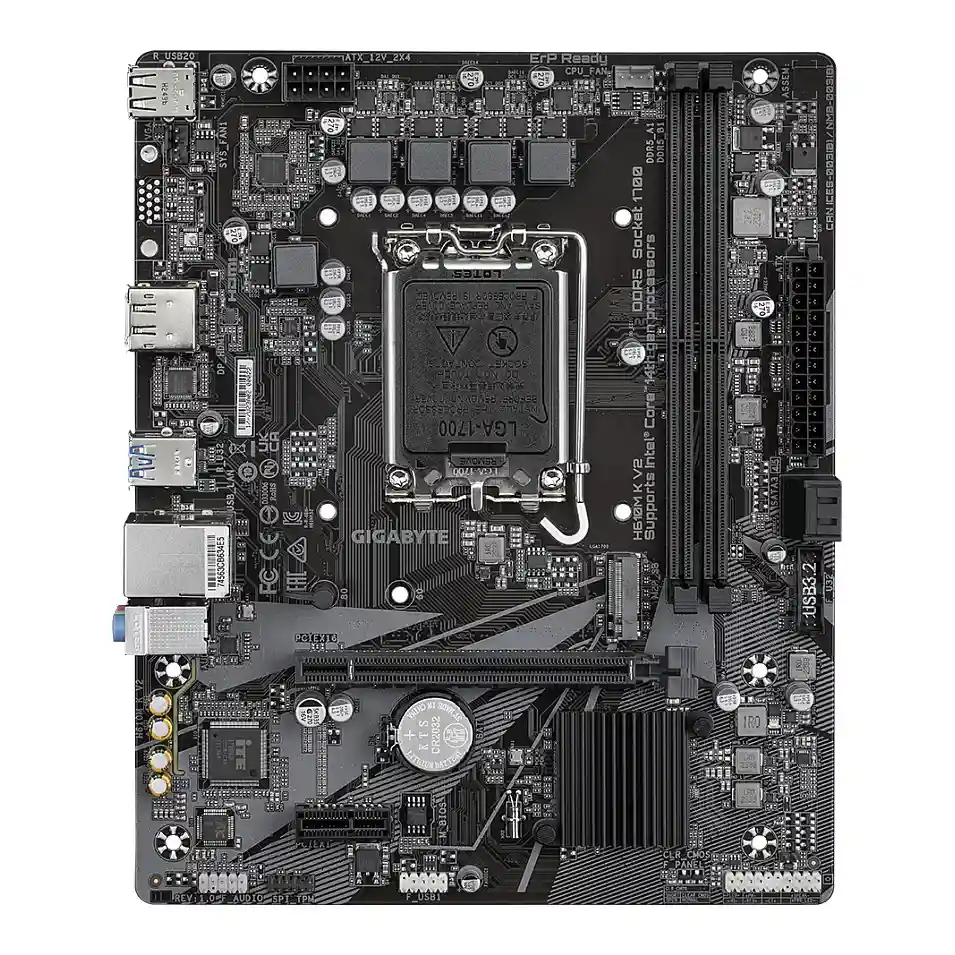 GIGABYTE H610M K V2 Mainboard   Intel Core 14  Generation CPUs  bis zu 5600 MHz DDR5  1xPCIe 3 0 M 2  1GbE LAN  USB 3 2 Gen 1 PC-Zubehoer