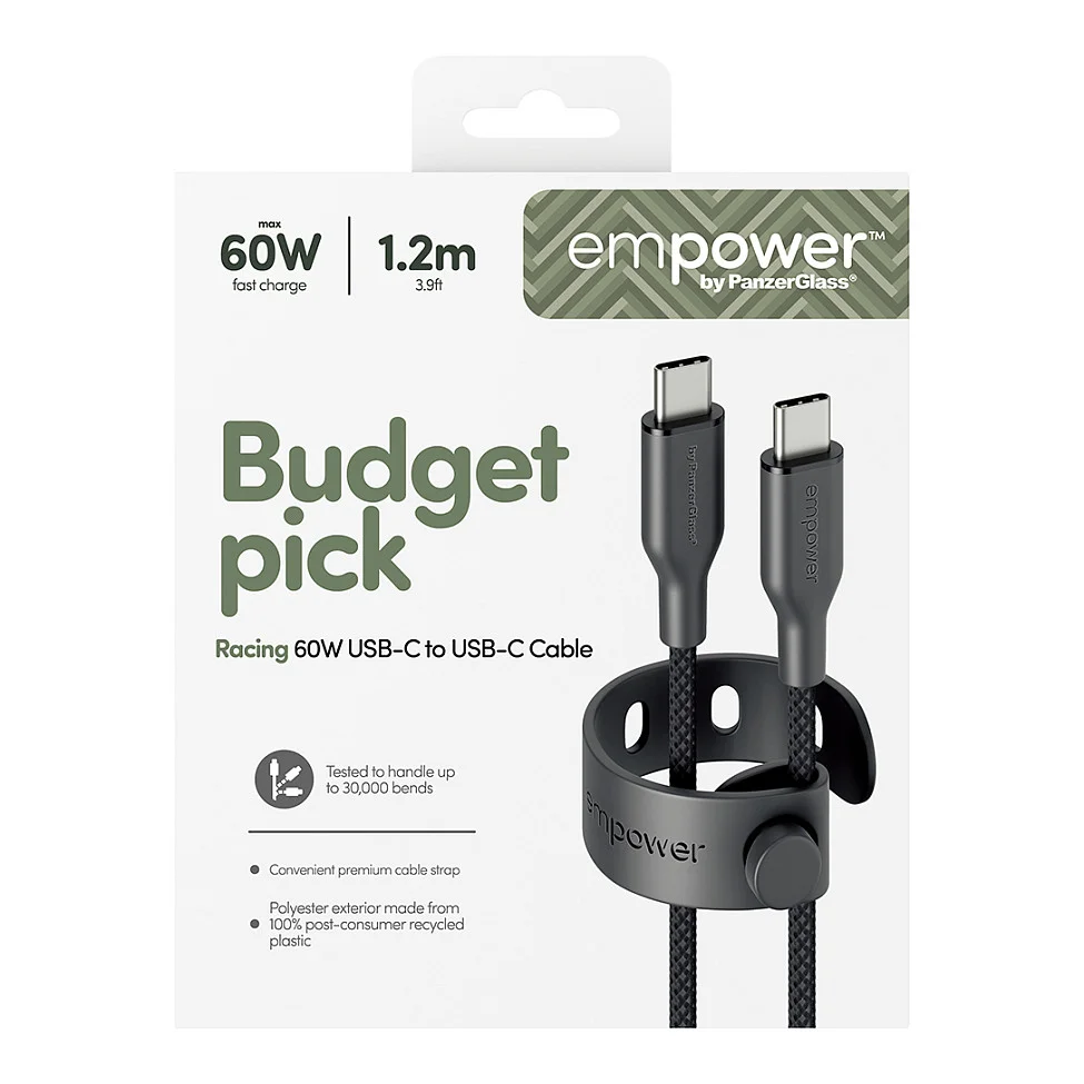 PanzerGlass empower  by   Racing 60W USB C to USB C Kabel   USB 2 0   1 2M   Weltall Schwarz Akkus Powerbanks & Kabel