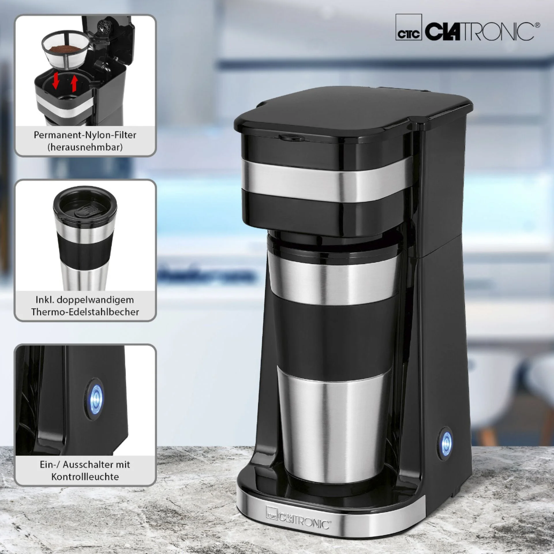 Clatronic KA 3733 Coffee to go T Kaffeeautomat 1 Tasse Wasserkocher