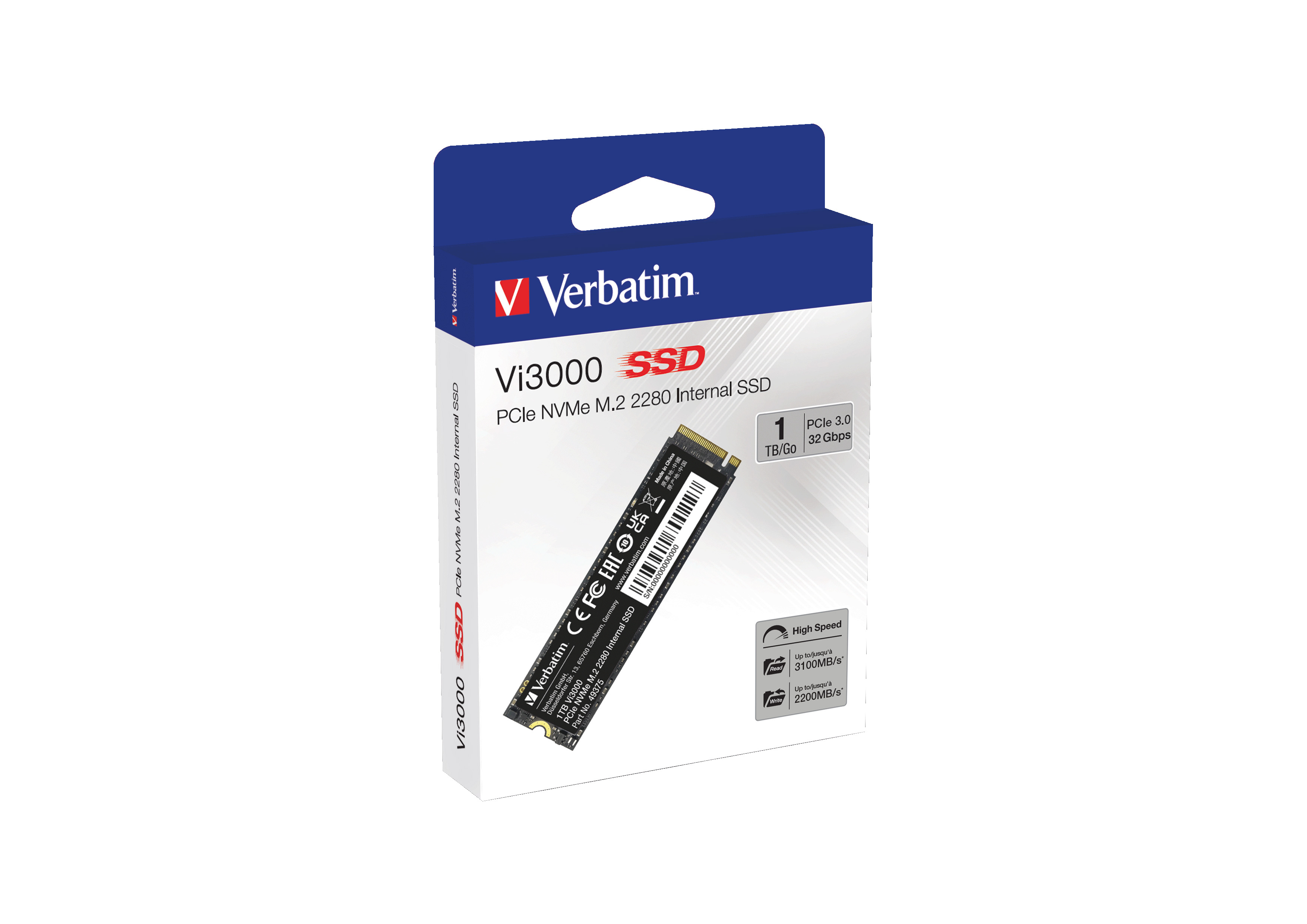 Verbatim Vi3000 M 2 SSD 1TB PCIe NVMe 49375 Speichermedien