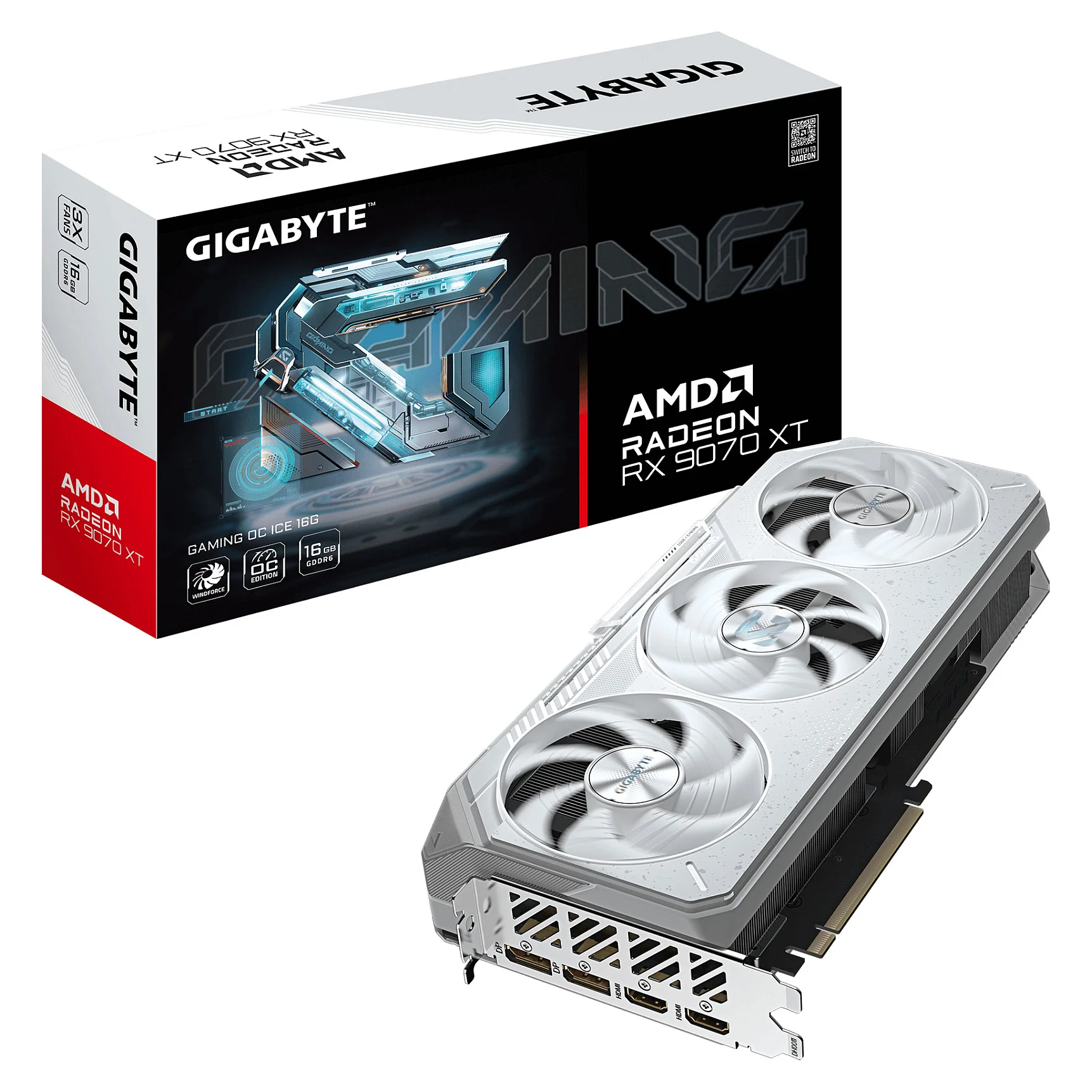 GIGABYTE Radeon RX 9070 XT GAMING OC ICE 16G Grafikkarte   16GB GDDR6  256bit  PCI E 5 0  3060 MHz Kerntakt  2 x DisplayPort  2 x HDMI  GV R907XGAMINGOCICE 16GD PC-Komponenten