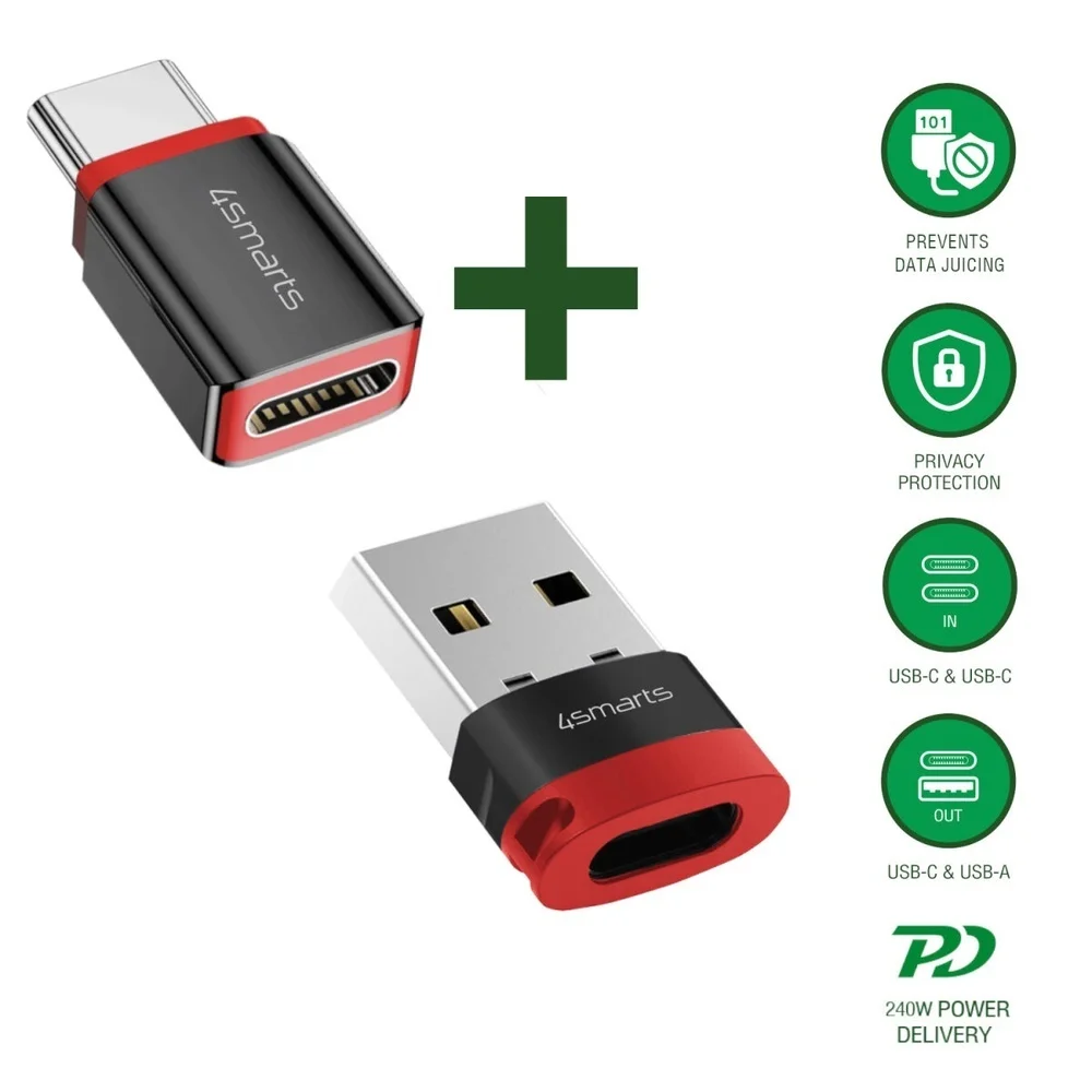 4SMARTS USB C auf USB A USB C Datenblocker Adapter Akkus Powerbanks & Kabel