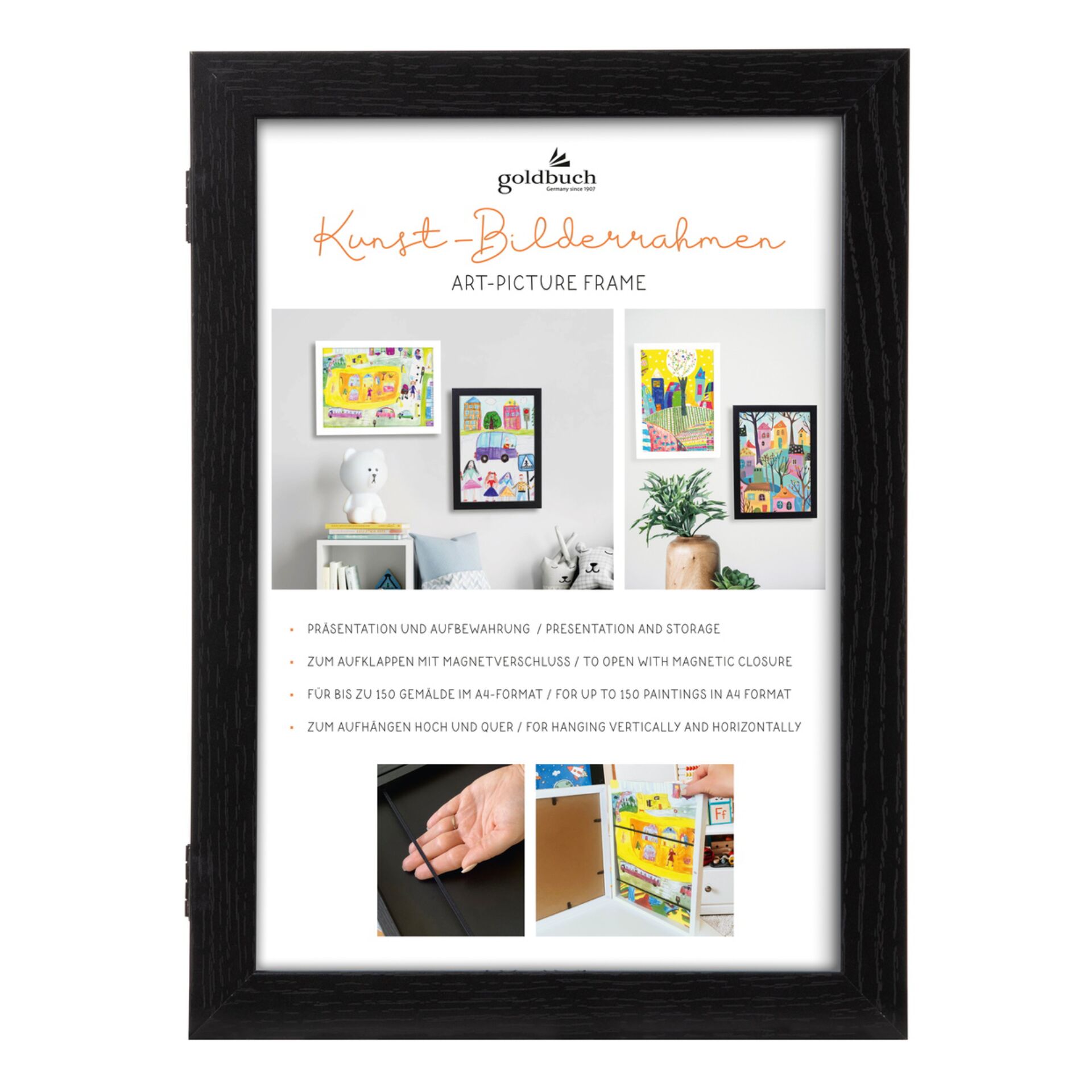 Goldbuch Kunst Bilderrahmen Holz DIN A4 sw Magnetverschl 920165