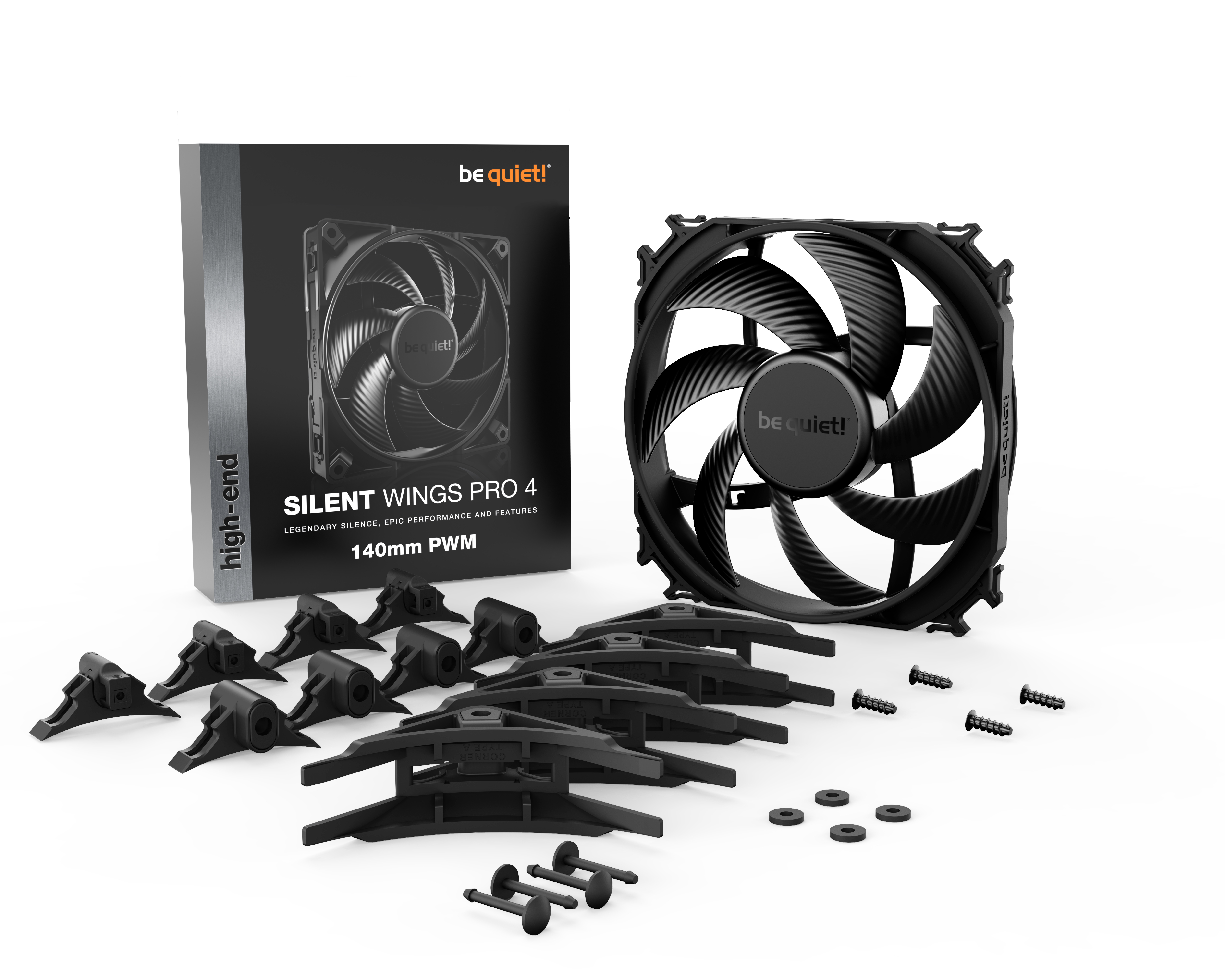 be quiet  SILENT WINGS PRO 4   140mm PWM Computergehaeuse Ventilator 14 cm Schwarz 1 Stueck e  PC-Komponenten