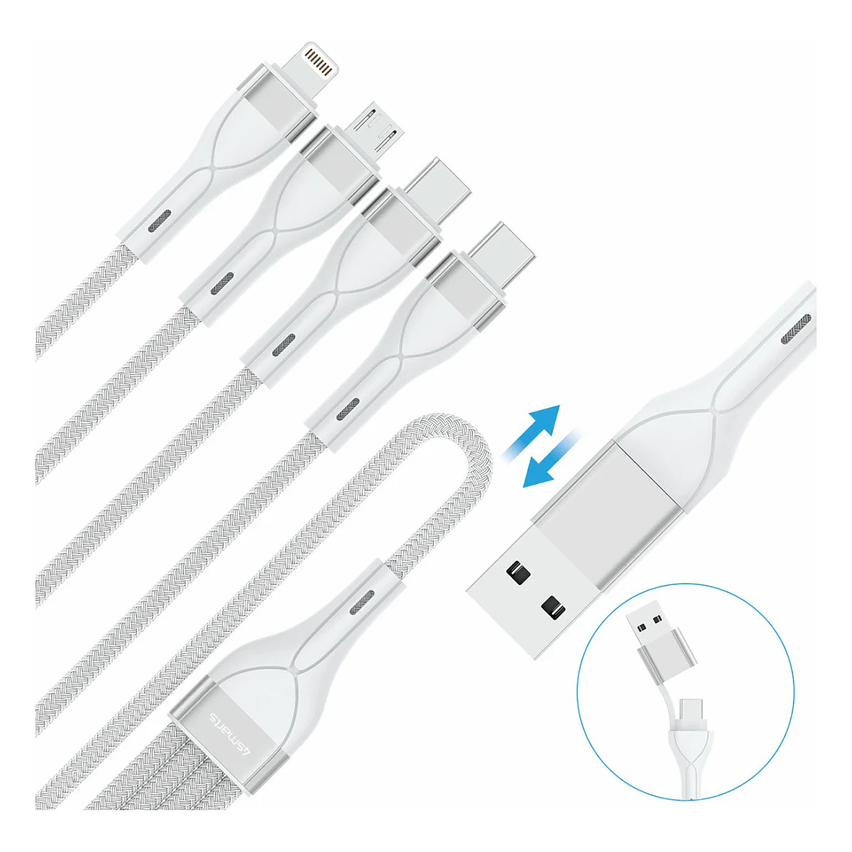 4SMARTS USB C A Multi Ladekabel 4in2 1 2m  wei Notebook & Tablet Zubehoer