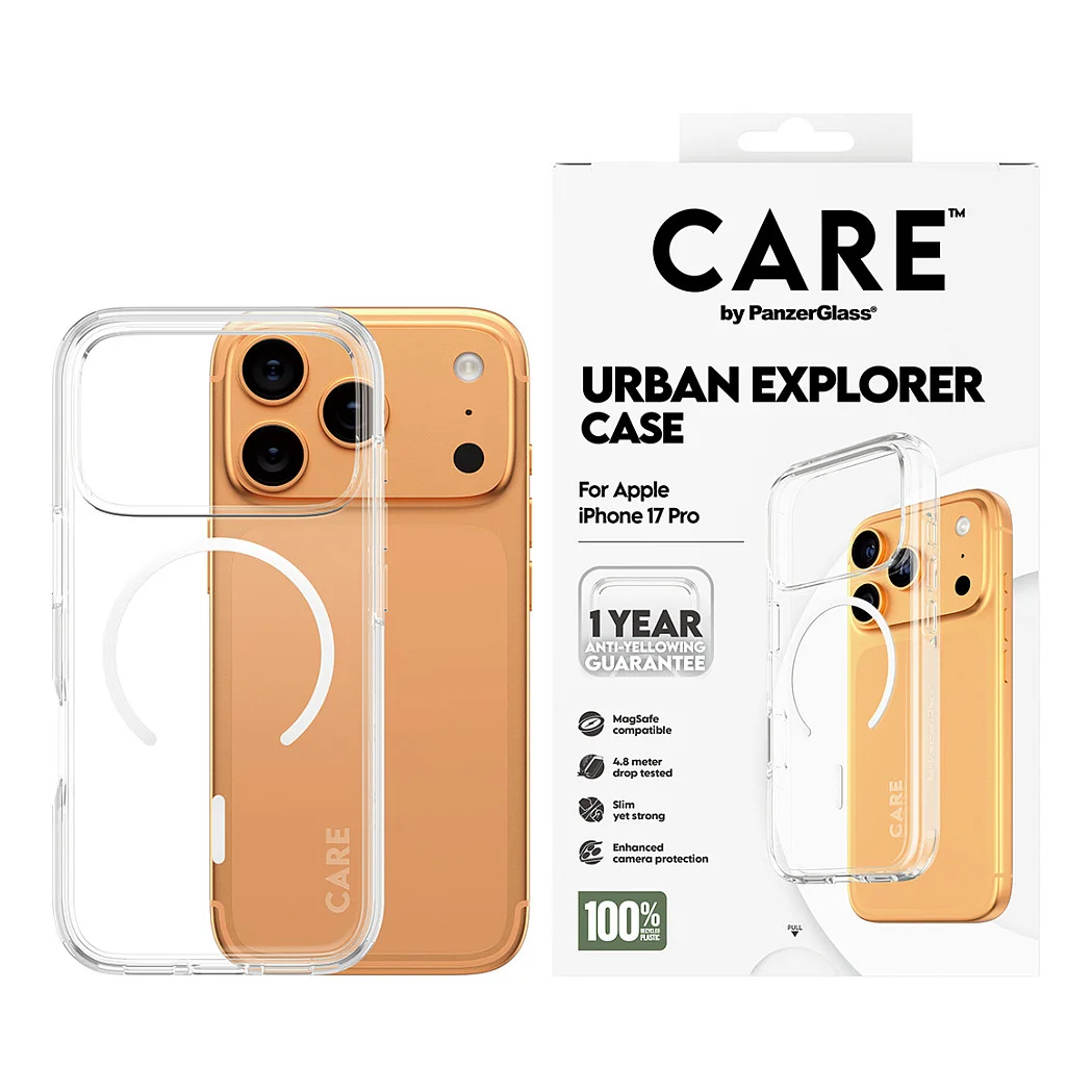 PanzerGlass CARE  by   Urban Explorer Case Transparent m  Weiss MagSafe iPhone 17 Pro Notebook & Tablet Zubehoer