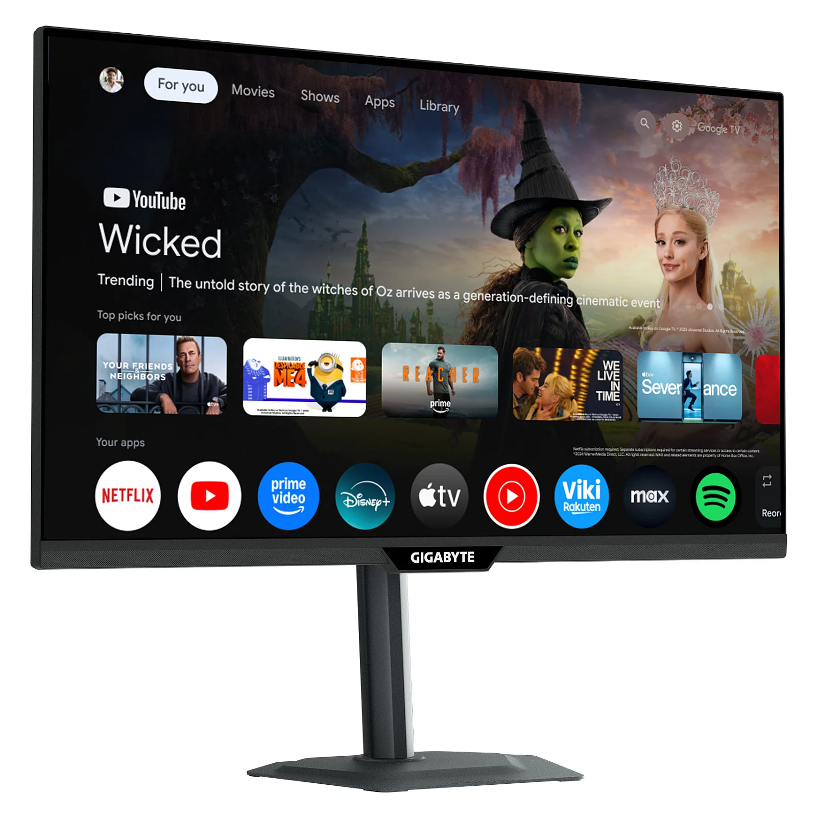GIGABYTE M27QS 27  2K QHD Smart Monitor   Google TV  Drahtlose Anzeige  2560 x 1440  180Hz  1ms  350 cd m   FreeSync  Display HDR400  HDMI 2 0  DisplayPort 1 4 Monitore