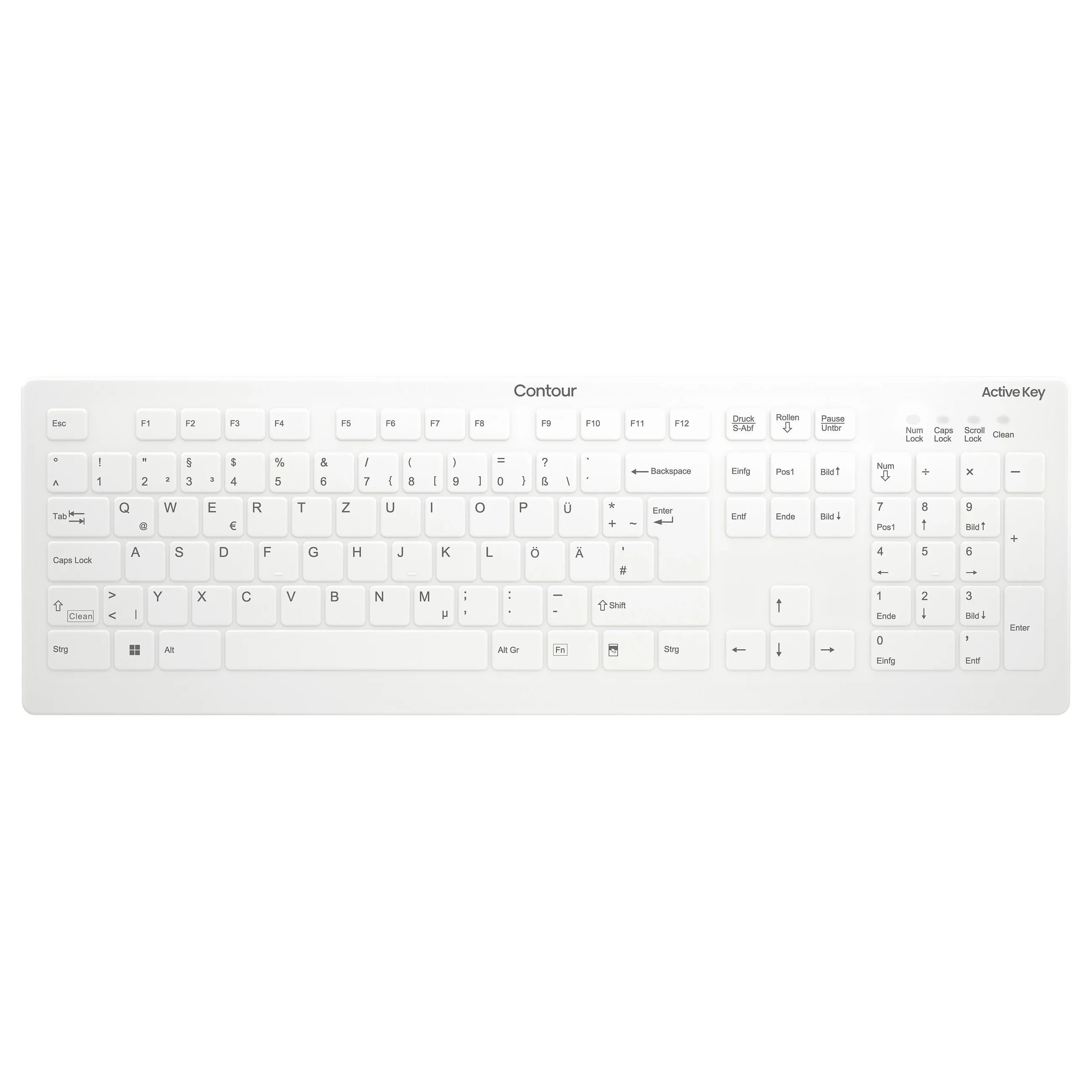 Contour Design Active Key Contour QuickClean Medizinische Tastatur Abnehmbare Abdeckung Full Size Kabellos Weiss DE C8112 Tastaturen & Maeuse